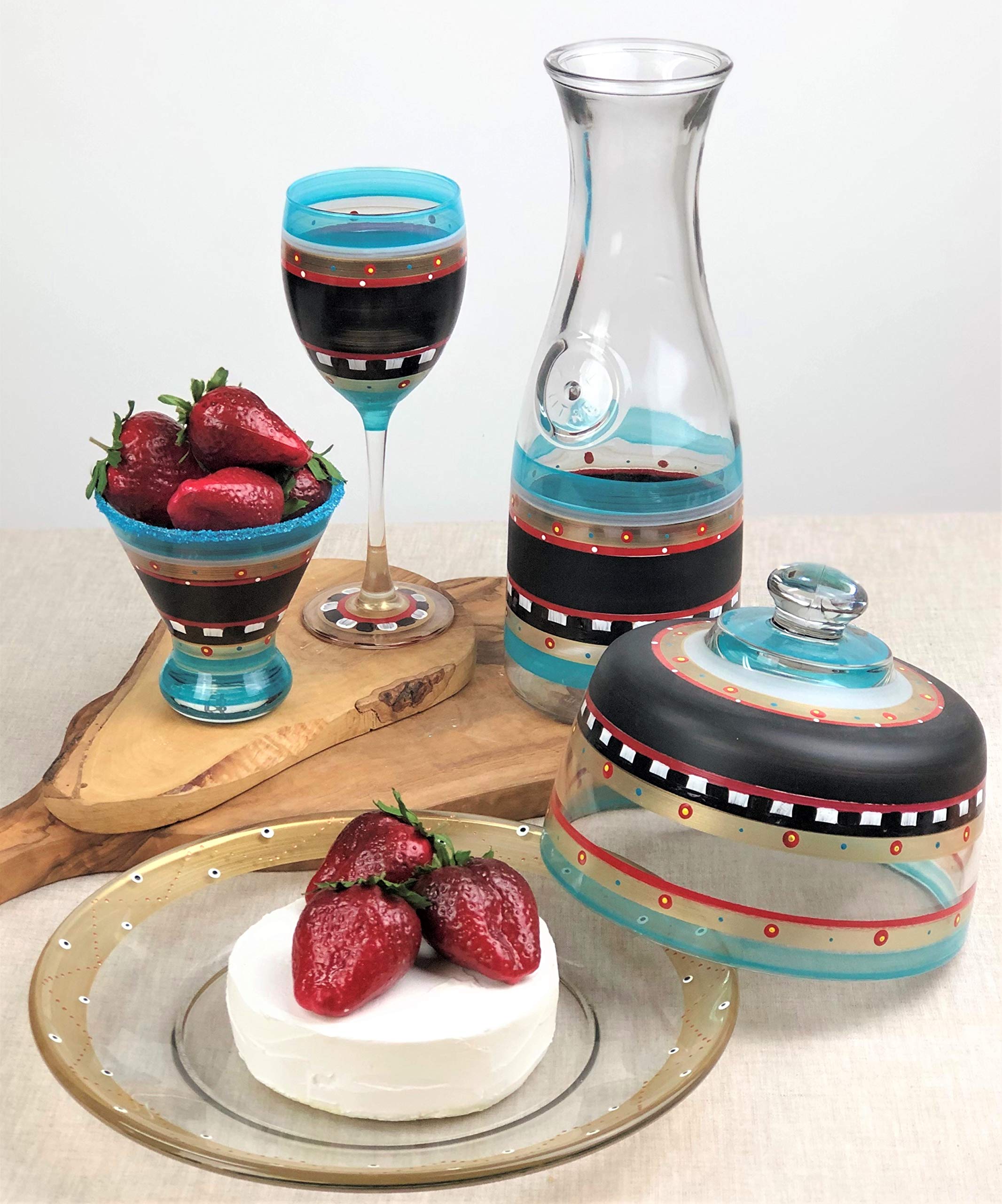 Hand Painted Moroccan Mosaic Glass Carafe - Unique Chalkboard Surface Kitchen Decor - Personalized Chalk Writing Tabletop Decoration by USA Artists | Perfect for Home Décor, Gift Giving & Entertaining