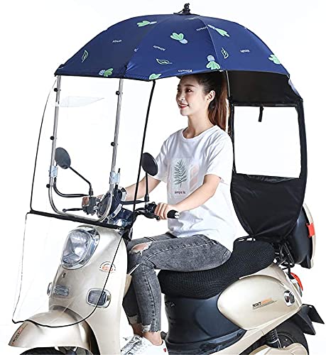 Universal Motorcycle Canopy - Sun Shade & Rain Cover for All Motorbikes, Bicycle Sun Visor with Windshield Protection (Blue) - Perfect for Outdoor Riding, Camping & Road Trips