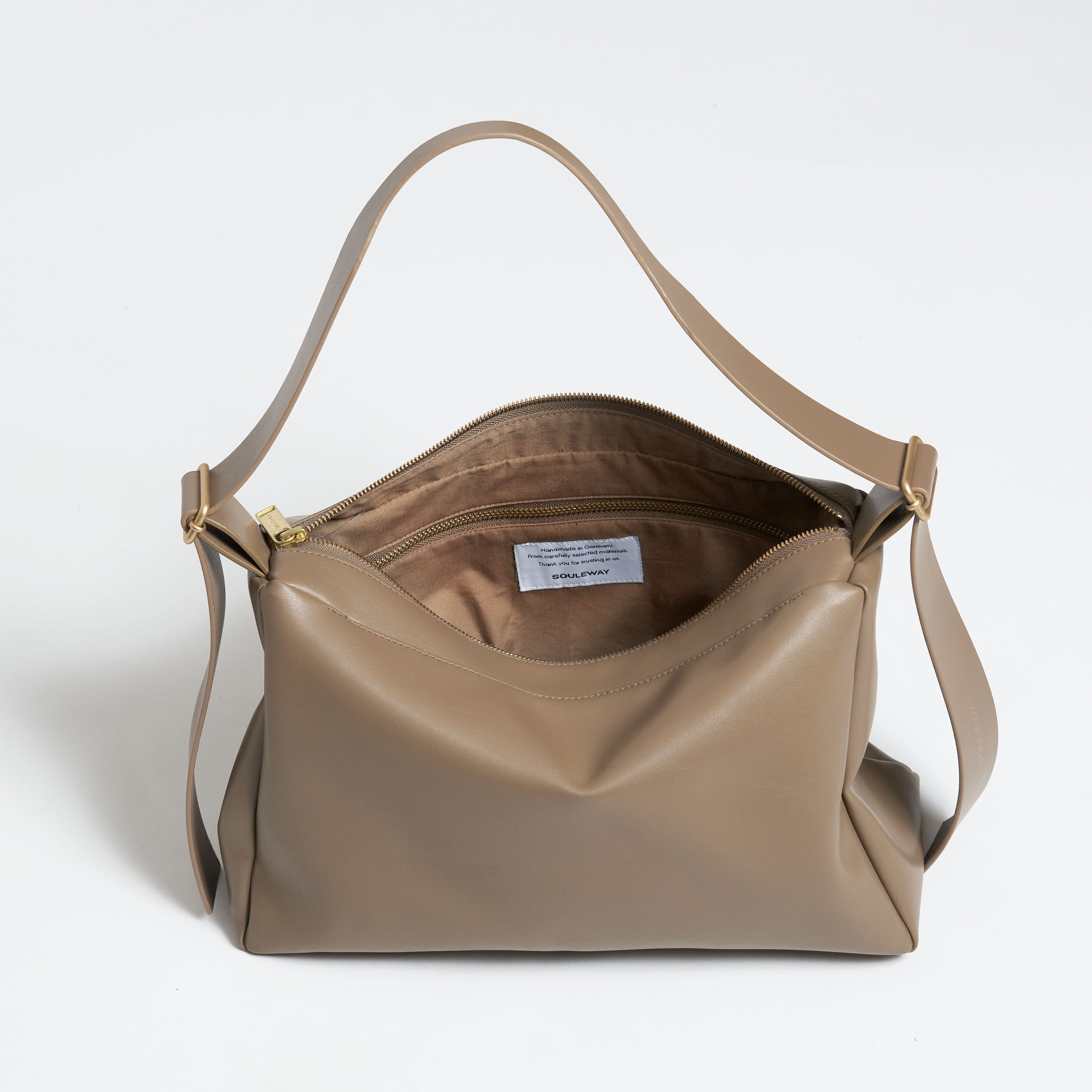 Oleatex Vegan Olive Leather Slouchy Shoulder Bag for Women - Eco-Friendly Mocha Brown Crossbody Purse | Perfect for Work, Travel & Everyday Use