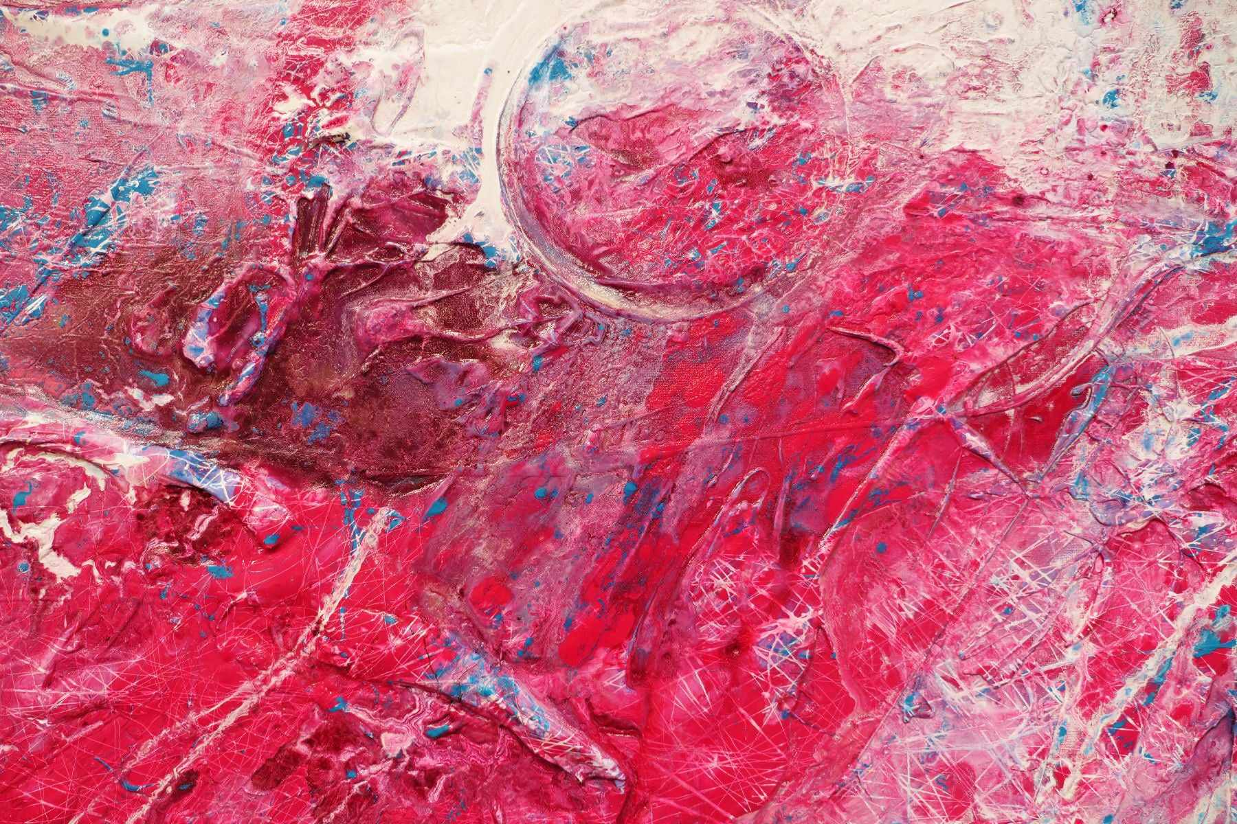 240cm x 100cm Pink Textured Abstract Canvas Painting - Modern Love Masquerade Wall Art for Living Room, Bedroom & Office Decor