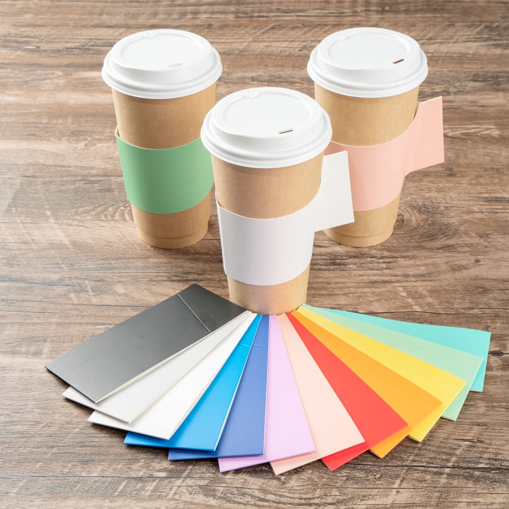 Restpresso Disposable Hot Coffee Sleeves with Handle - 1000 Pack White Paper Cup Jackets for 12oz, 16oz & 20oz Cups (Cups Sold Separately) - Perfect for Coffee Shops, Cafes & Takeout Restaurants