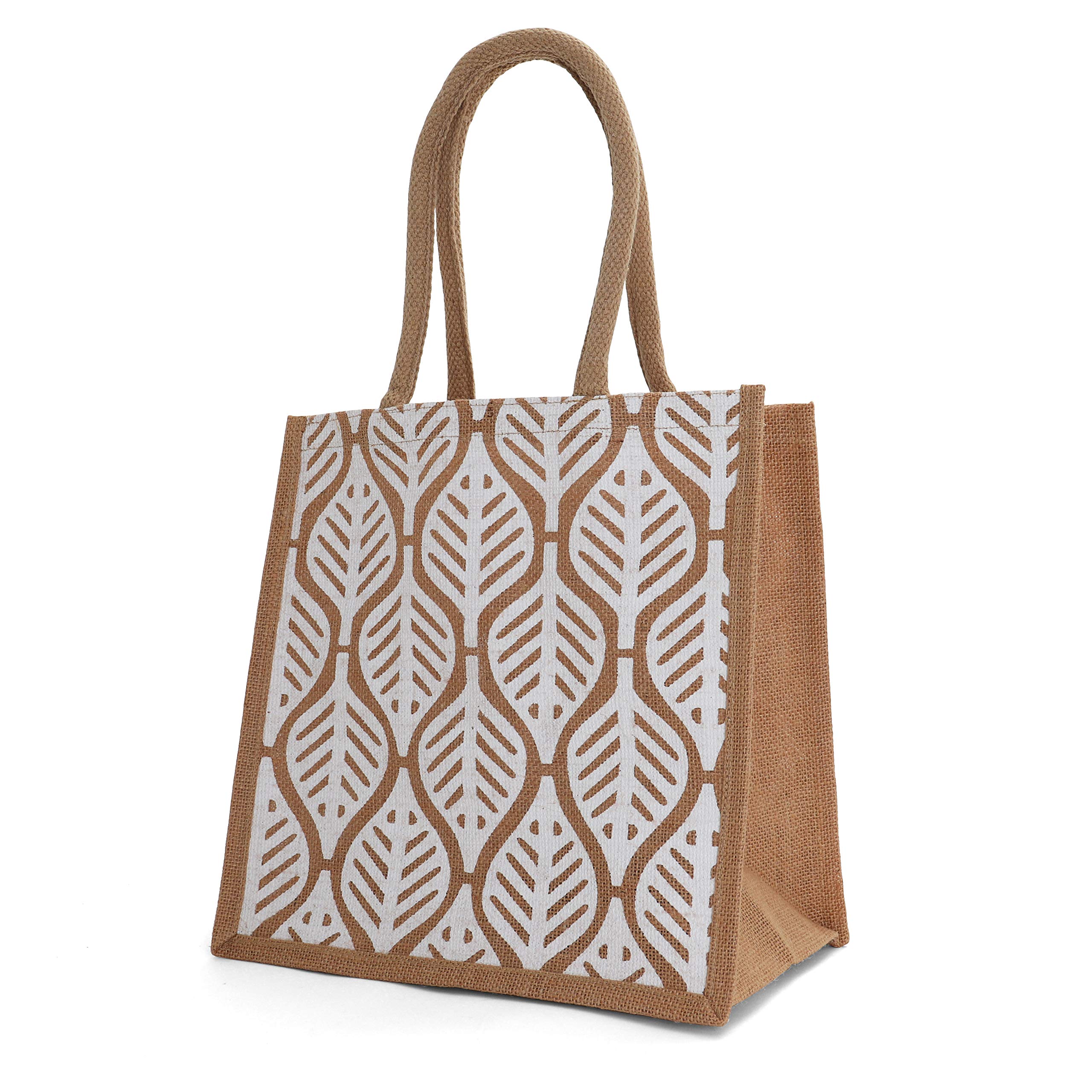 12 Pack Natural Jute Burlap Tote Bags with Cotton Handles - Eco-Friendly Reusable Shopping Bags for Groceries, Beach & Farmers Market