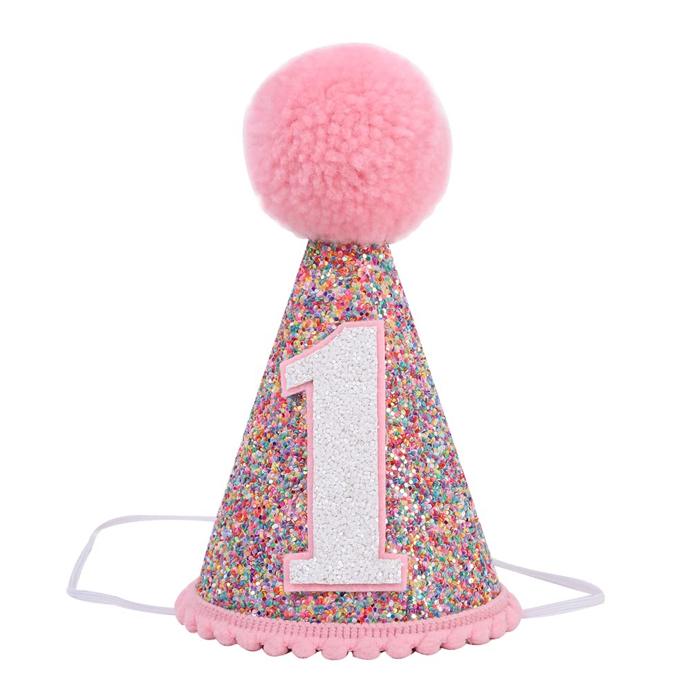 Glitter Rainbow Cone Hat for Birthday Parties - Fun & Colorful Birthday Decorations for Kids & Adults - Perfect for Birthday Celebrations, Festivals & Themed Events