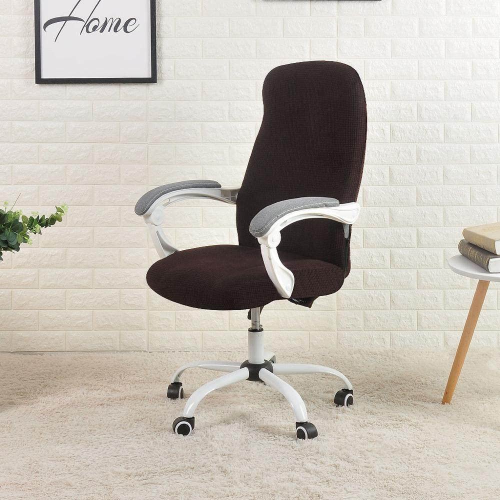 QUNLIPAI Elastic Armchair Slipcover - Water Resistant Jacquard Office Chair Cover for Home & Computer Chairs (Coffee Brown) - Perfect for Living Room, Study & Workspace Protection