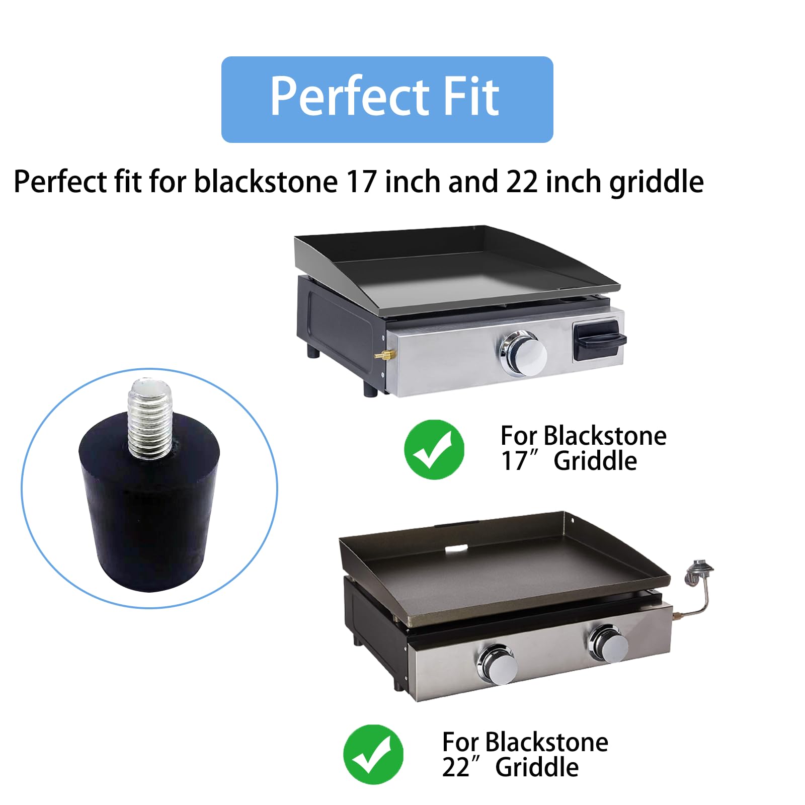 Adjustable Rubber Feet for Blackstone Griddle Replacement Parts - Compatible with 17