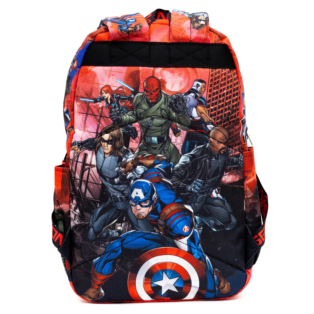 Marvel Avengers 17 Inch Superhero Backpack for School, Travel & Daily Use - Spiderman, Iron Man, Hulk & Captain America Design