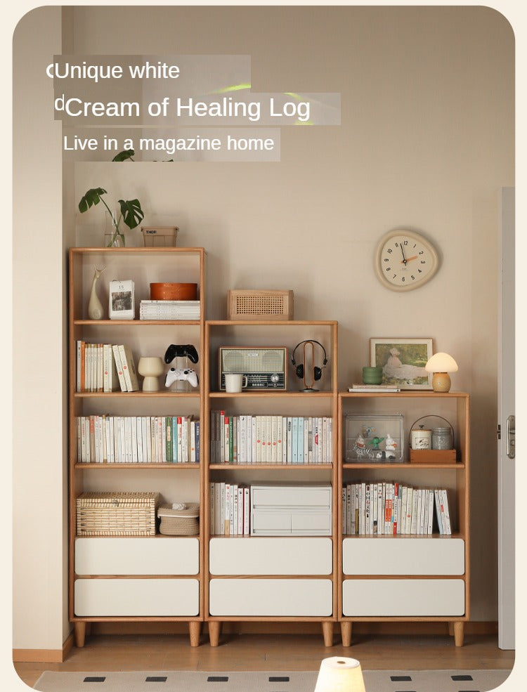 Solid Oak Wood Modern Bookcase Shelf - Stylish Storage for Living Room, Office & Bedroom - Perfect for Books, Decor & Organizing