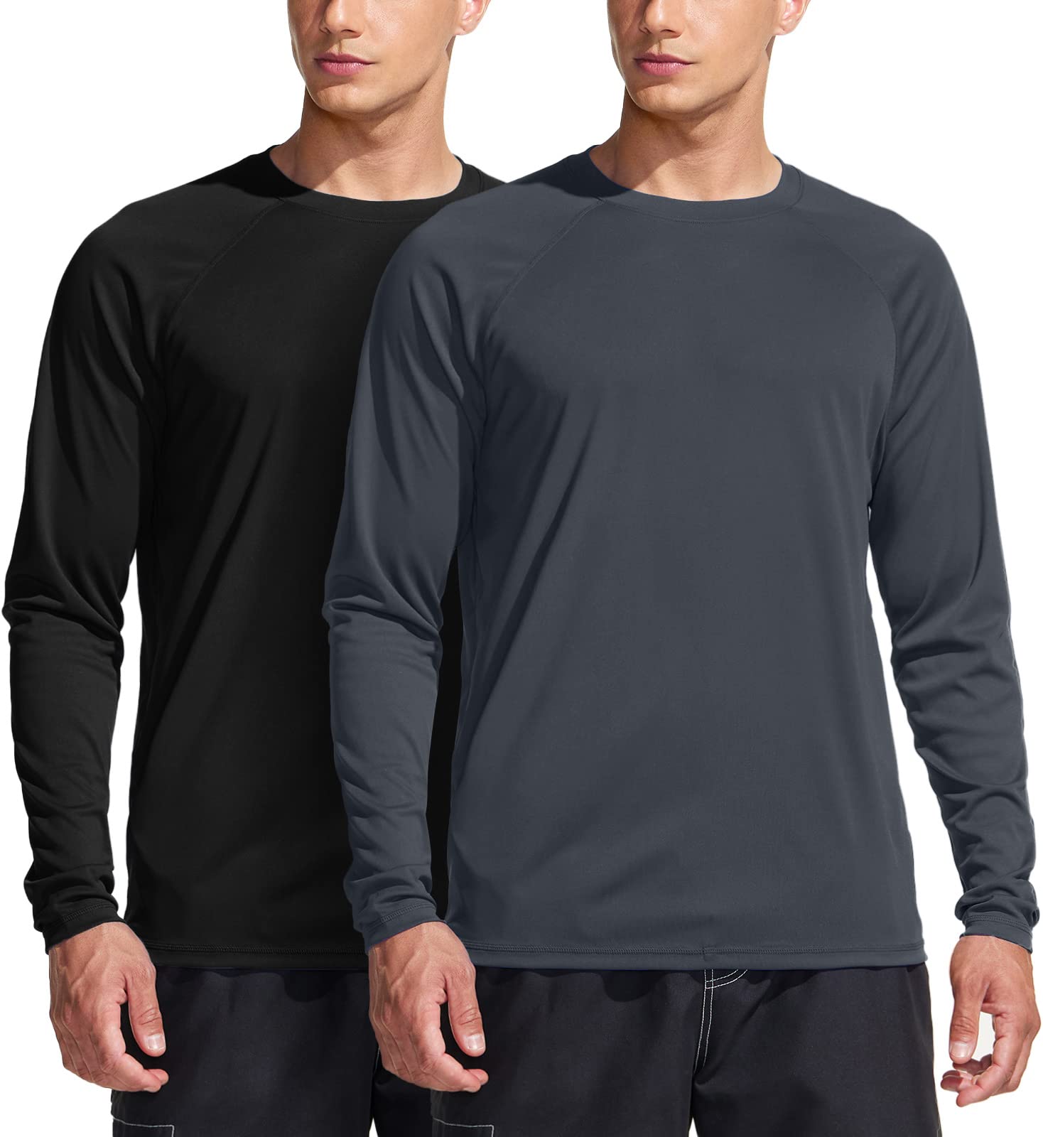 TSLA Men's UPF 50+ Rashguard Swim Shirt - Loose Fit Long Sleeve SPF UV Protection Shirt for Swimming, Surfing, Running & Outdoor Workouts