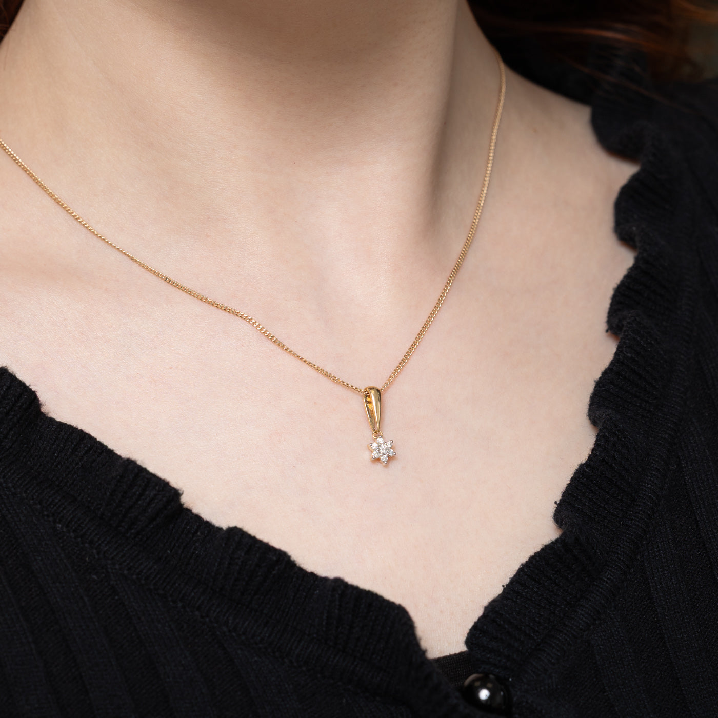 0.13ctw Diamond Cluster Star Pendant Necklace - Elegant 925 Sterling Silver Jewelry for Women - Perfect Gift for Birthday, Anniversary & Valentine's Day