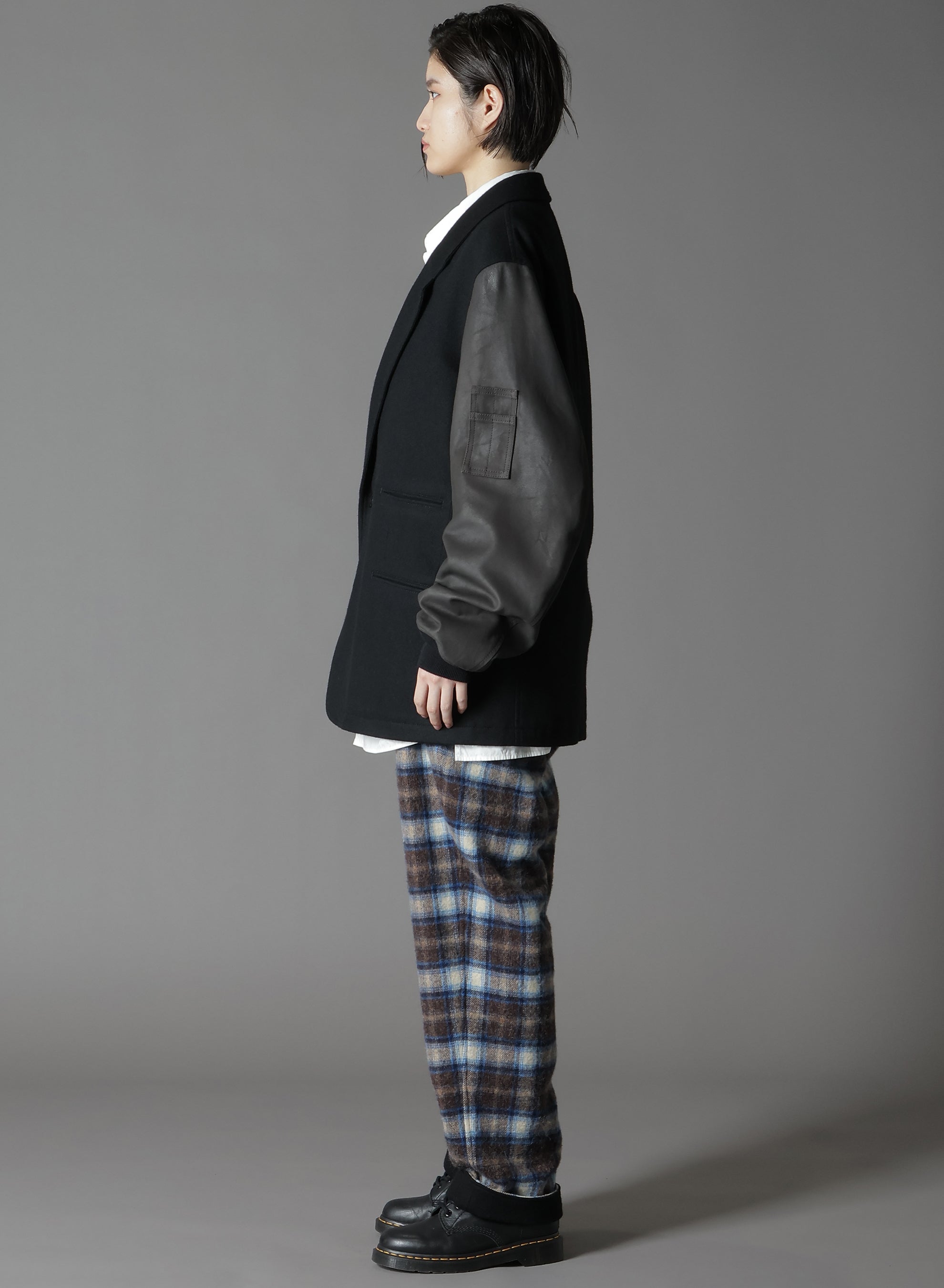 Stylish Checked Shaggy Wool Side Cut Off Pants for Women - Trendy High Waist Wide Leg Trousers for Casual Outfits & Winter Fashion