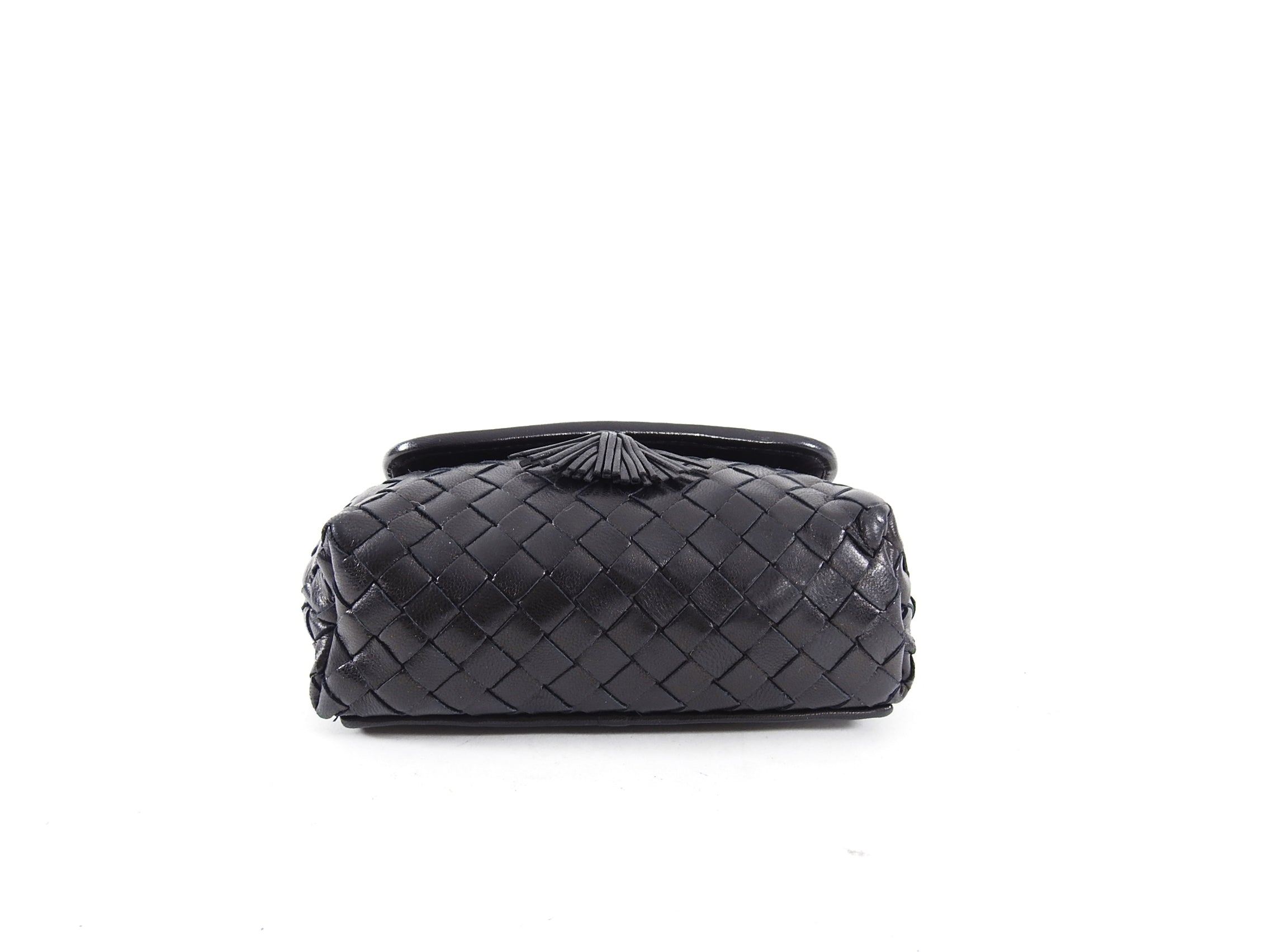Bottega Veneta Vintage Mini Intrecciato Black Leather Crossbody Bag for Women | Luxury Designer Handbag | Perfect for Date Night, Travel & Everyday Use