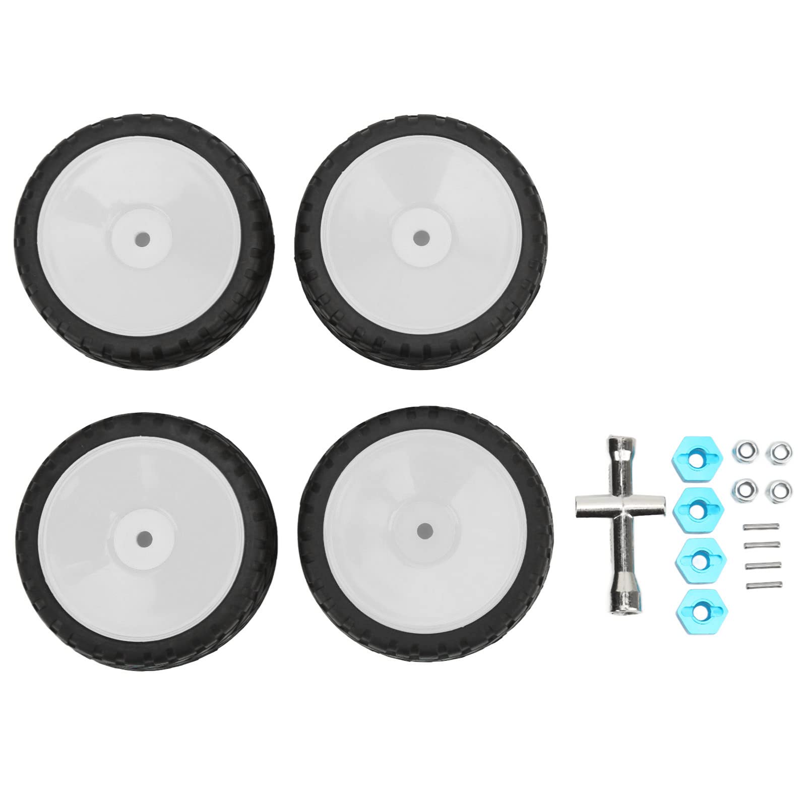 SOONALL 4Pcs 1/10 Scale RC Car Tires - Durable Plastic Off-Road Racing Tires with Anti-Skid & Wear-Resistant Rubber for Remote Control Cars - Perfect for Drifting, Racing & Off-Road Adventures (White)