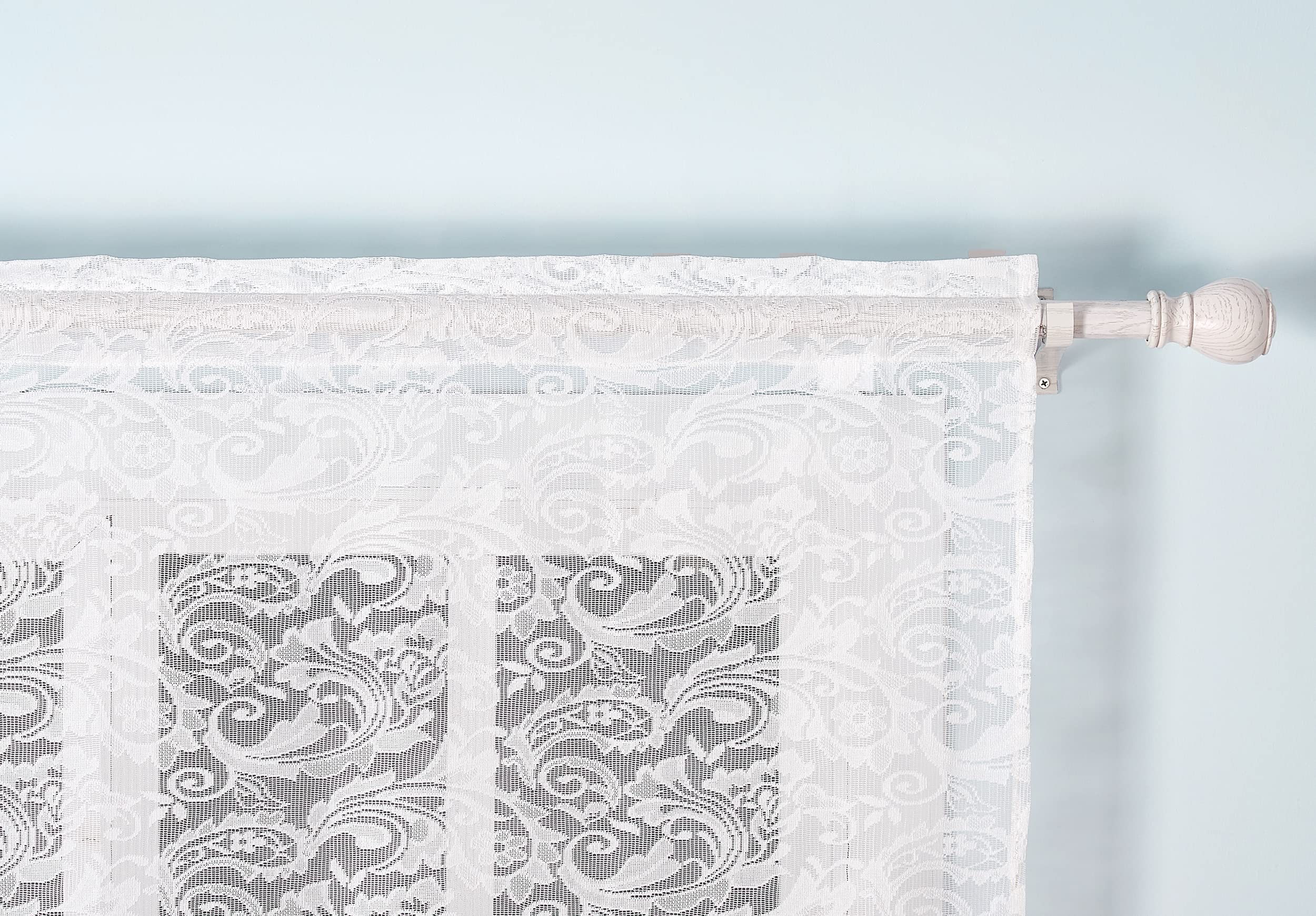 Sheer Valance Window Curtain - Molaxhome White Floral Cafe Curtains for Bedroom, Living Room, Dining Room, Bathroom & Balcony Decor (59