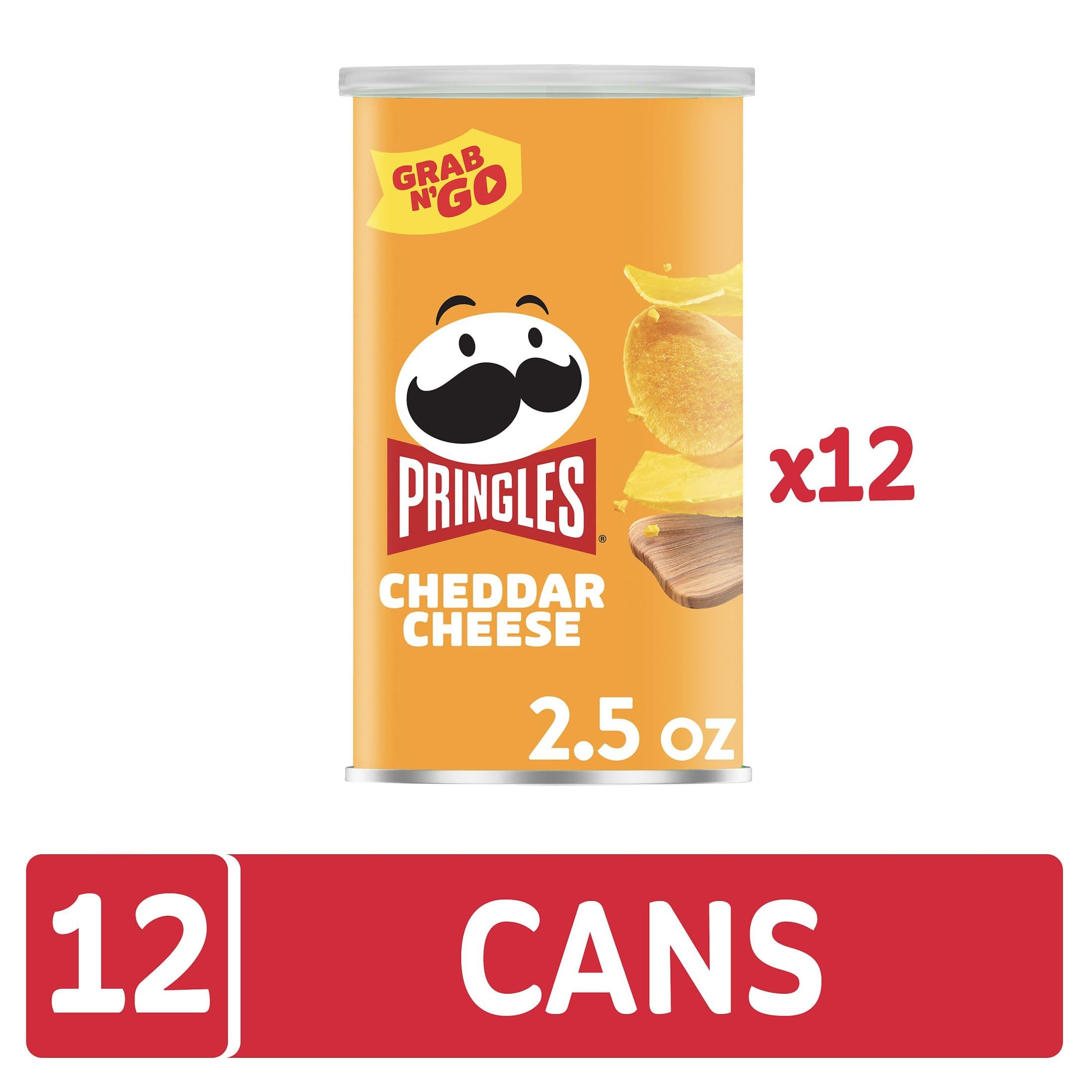 Pringles Cheddar Cheese Potato Crisps - 12 Pack | Crunchy Snacks for Lunch, Office & Kids | On-the-Go Convenience | Perfect for Parties, Road Trips & Movie Nights