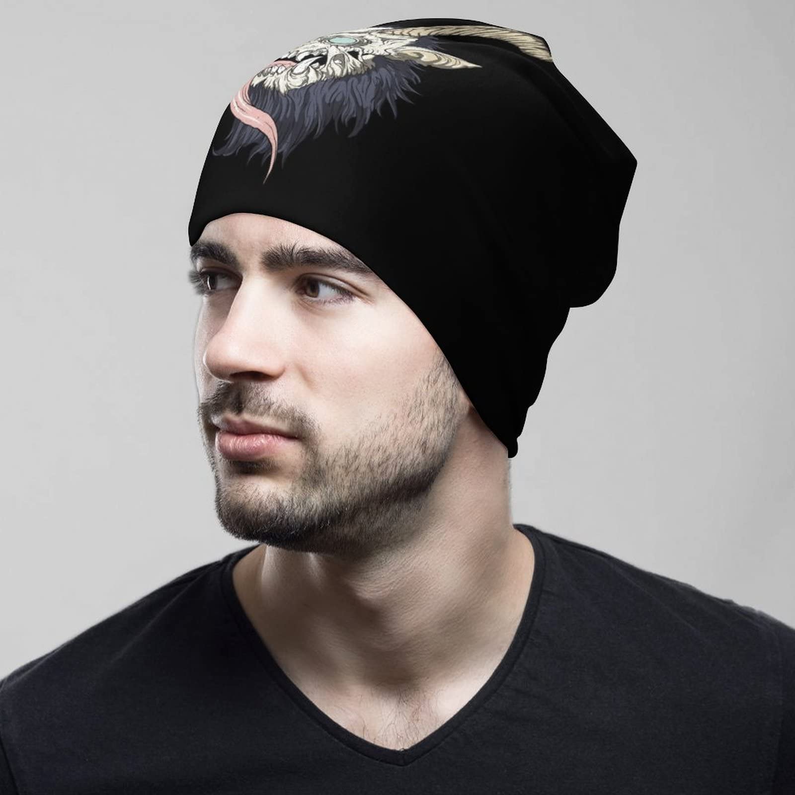 BAIKUTOUAN Krampus Of The Yule Lord Soft Warm Skull Cap - Lightweight Beanie Hat for Men & Women - Slouchy Design for Cycling, Work & Sleep - One Size Fits All - Perfect for Winter Outdoor Activities & Casual Wear
