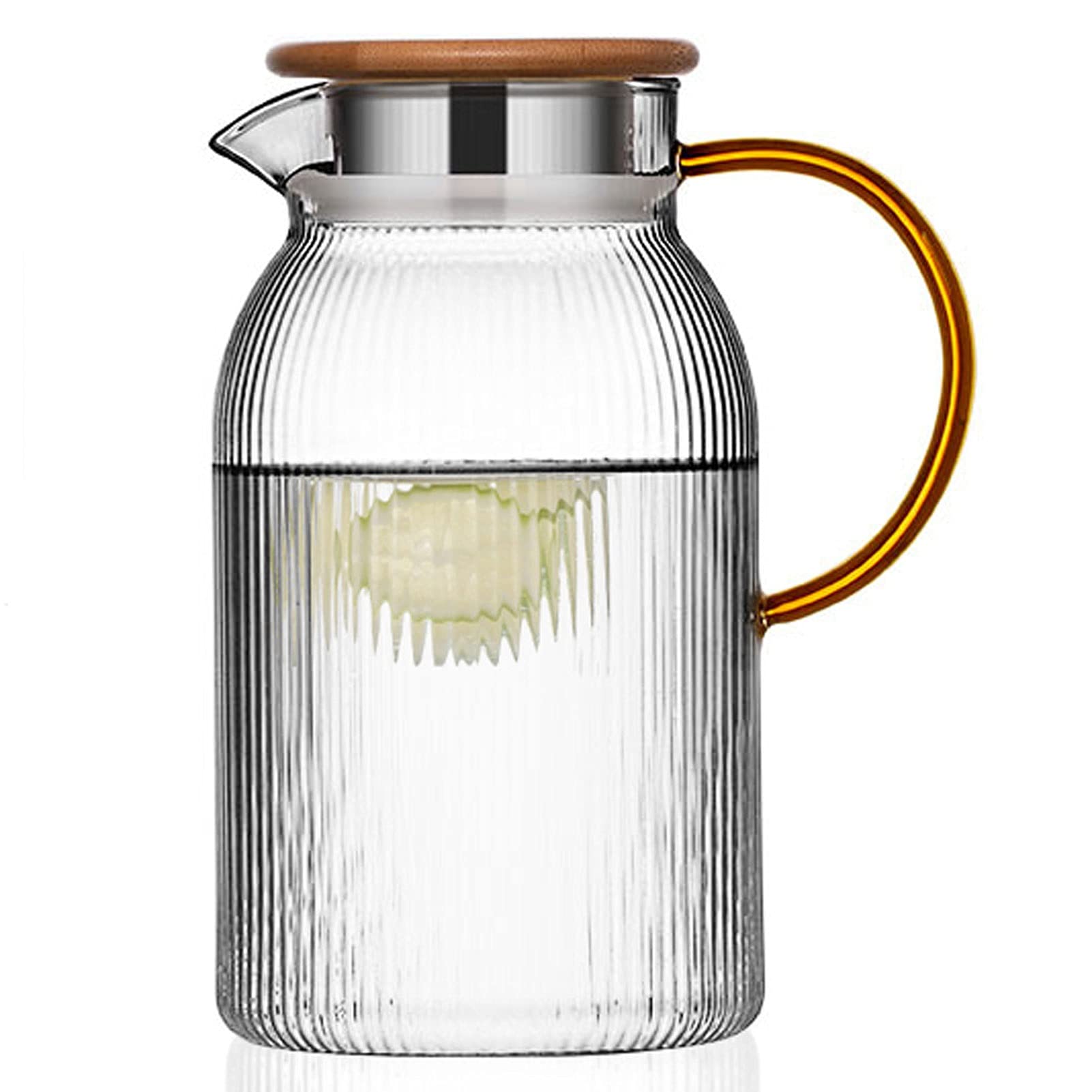 Heat Resistant Borosilicate Glass Pitcher with Lid & Spout - 68oz Carafe for Hot/Cold Beverages, Wine, Coffee, Milk & Juice - Perfect for Kitchen, Dining, Entertaining & Hosting Parties