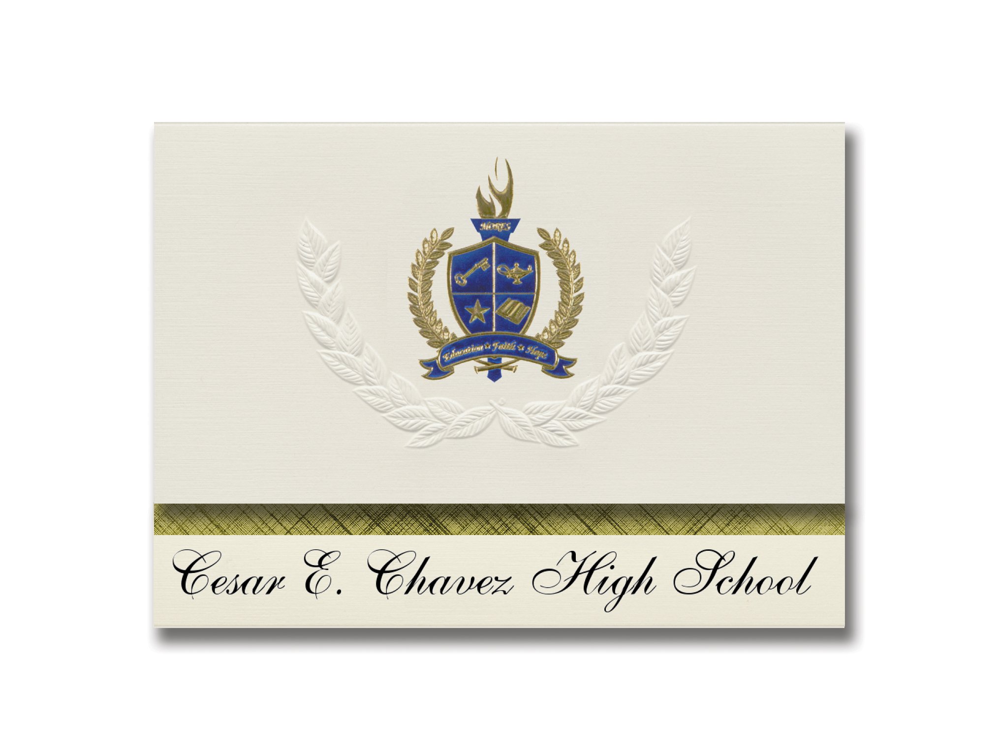 Premium Cesar E. Chavez High School Graduation Announcements - Delano, CA - Presidential Style with Gold & Blue Metallic Foil Seal - Elite Package of 25 - Perfect for Graduation Ceremonies, Family Keepsakes & Celebratory Mailings