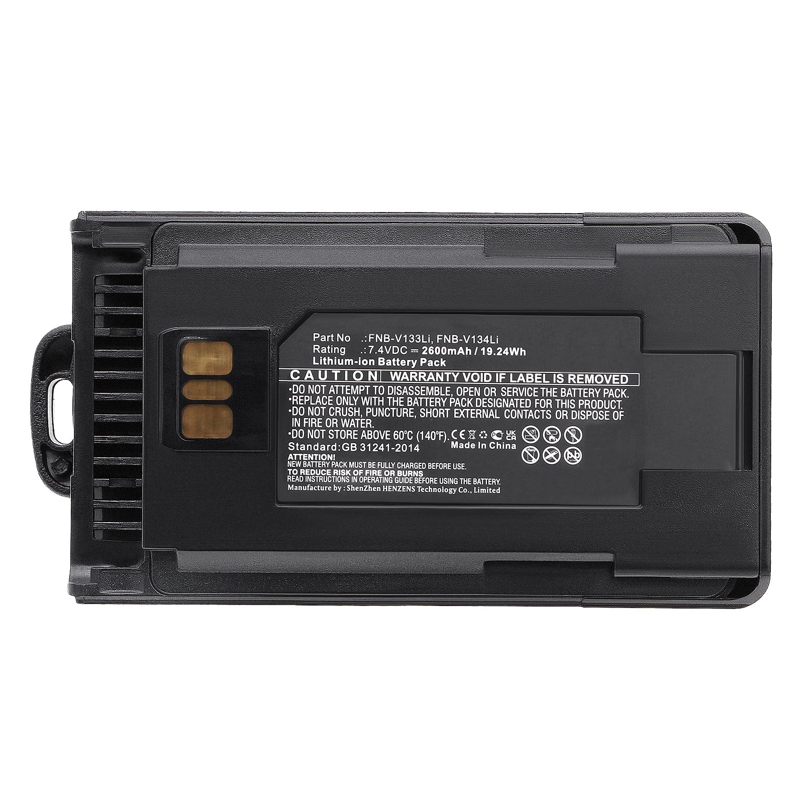Synergy Digital 2-Way Radio Li-ion Battery 2600mAh 7.4V - Compatible with YAESU VX-260 & Motorola FNB-V133Li Replacement - High Capacity Long Lasting Power for Walkie Talkies - Perfect for Outdoor Adventures, Construction Sites & Emergency Communication