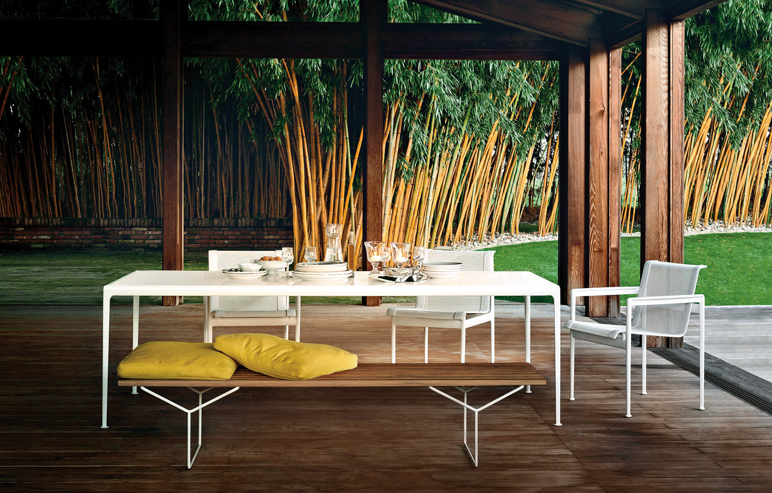 Bertoia Bench with Painted Slats - Modern Outdoor & Indoor Seating for Patio, Garden, or Living Room Decor