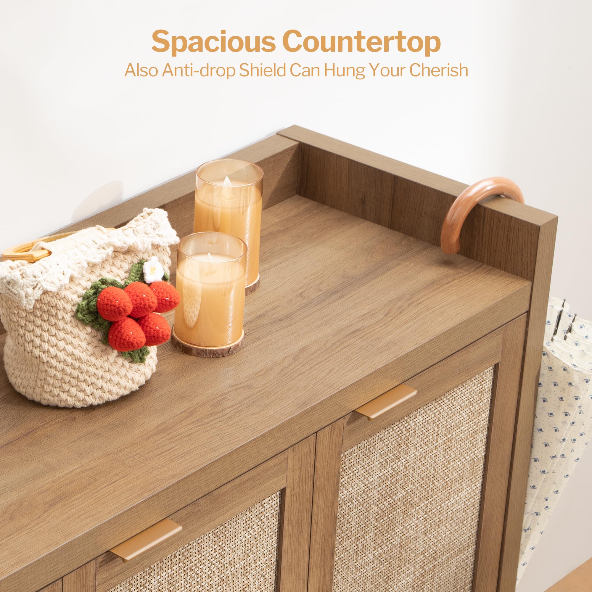 SICOTAS 6-Tier Rattan Shoe Storage Cabinet - Holds 30 Pairs, 41