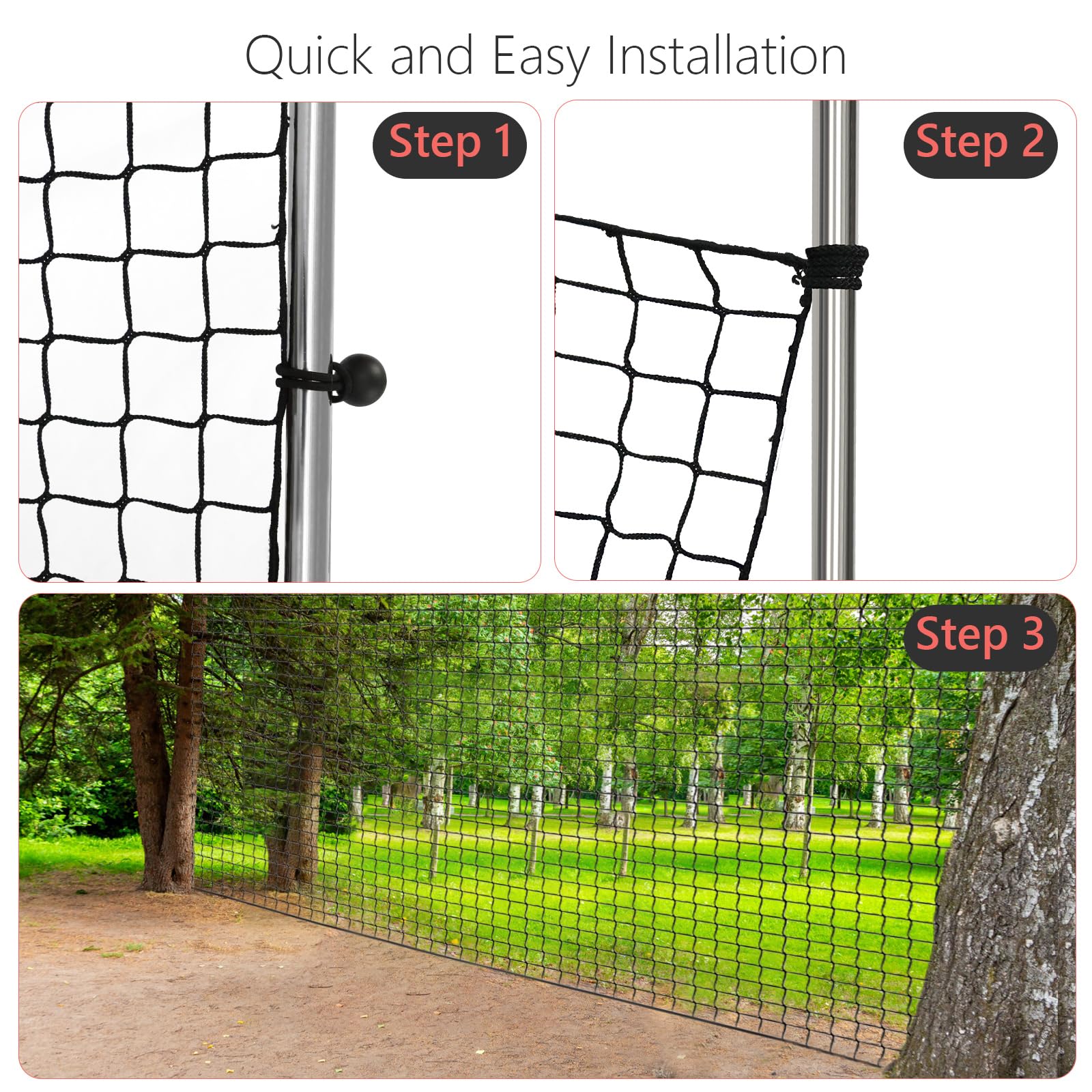Heavy Duty Storgem Baseball Softball Backstop Net - Professional Knotless Sports Barrier Netting for Playing Field, Backyard, Garage & Training Practice