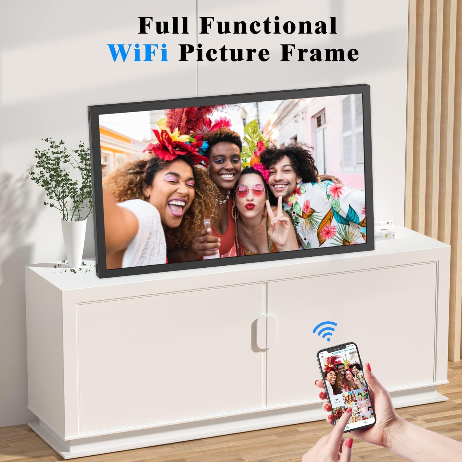 21.5-inch Large Digital Picture Frame with WiFi & Smartphone Mirroring - 5G/2.4G Dual Band, App & Email Photo Sharing, Auto Light Sensor - Perfect Gift for Grandparents, Home Decor & Family Photo Display