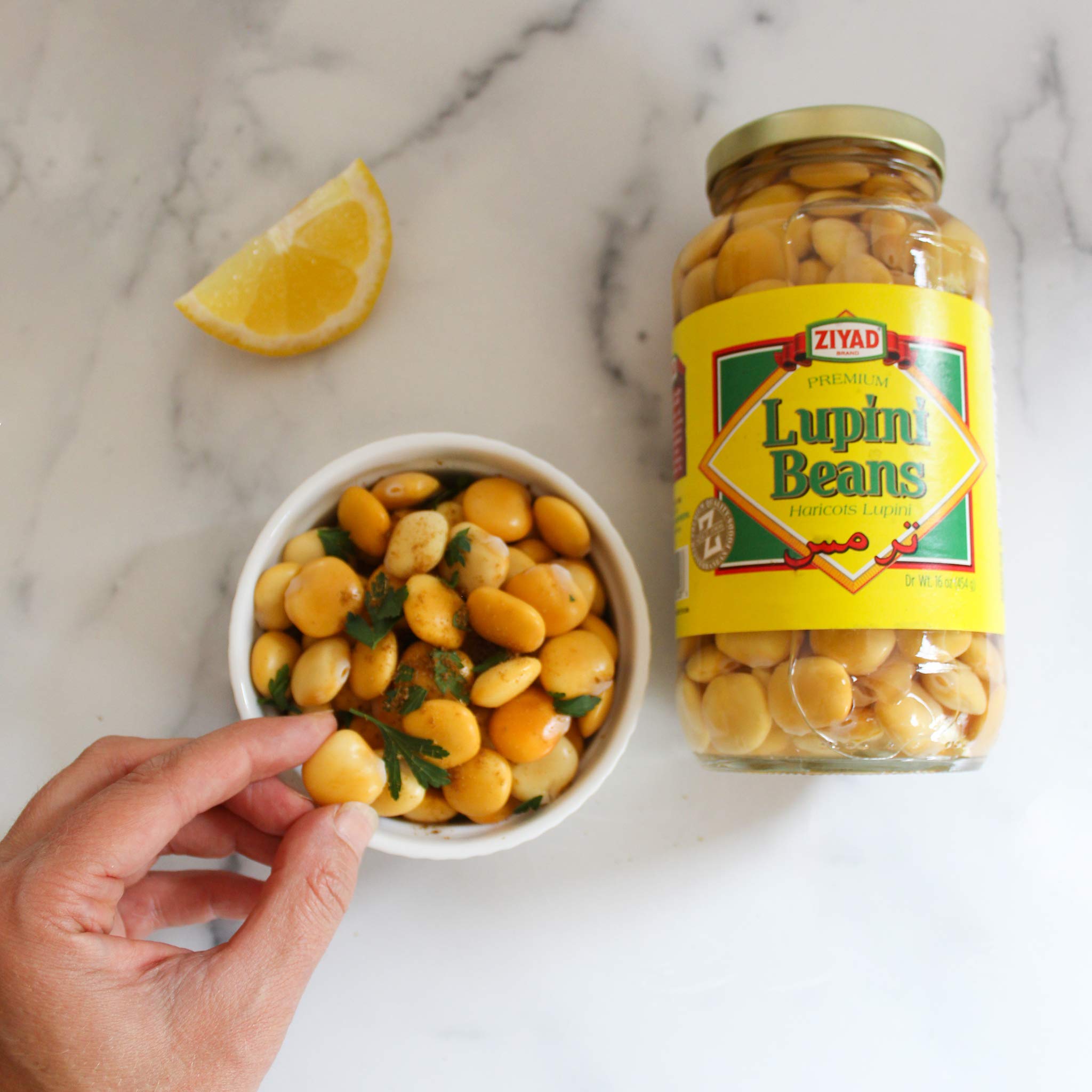 Ziyad Premium Lupini Beans Snack - 16oz (Pack of 4) | High Protein, Keto & Vegan Friendly | Mediterranean Diet Superfood | Non-Perishable Plant-Based Snack for Travel, Hiking & Healthy Lifestyle