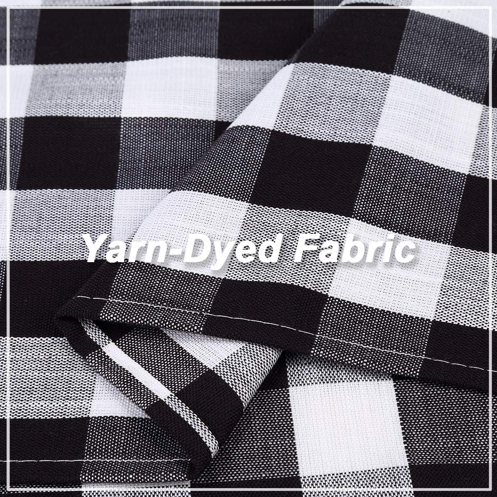 CAROMIO Buffalo Check Kitchen Curtains 36 Inches - Black and White Plaid Gingham Window Curtains for Kitchen, Bathroom, Cafe - Rustic Farmhouse Decor for Windows, Tiered Curtain Panels with Rod Pocket