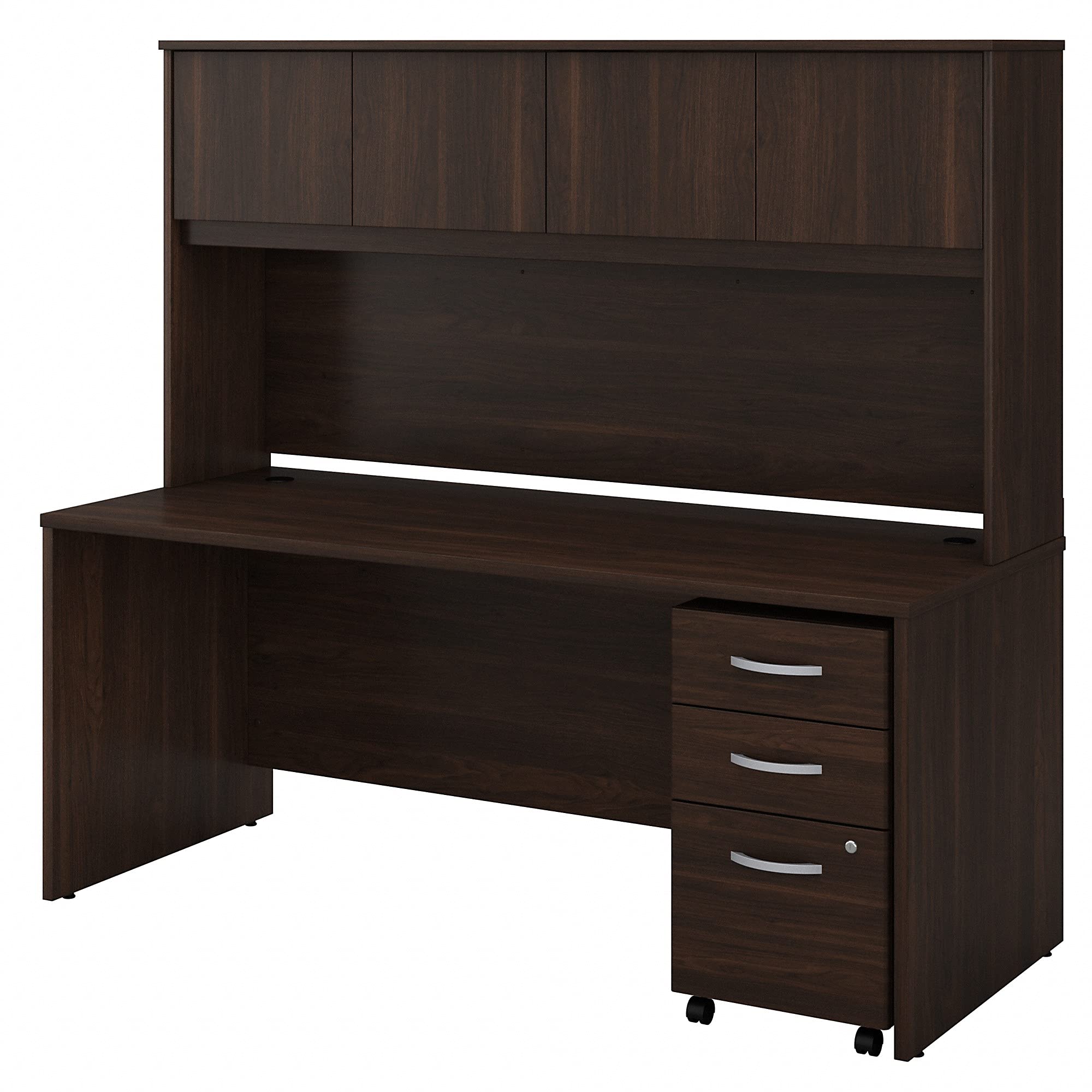Bush Business Furniture Studio C Desk - 72 Inch Wide, 30 Inch Deep, Black Walnut Finish - Perfect for Home Office, Study Room & Workspace