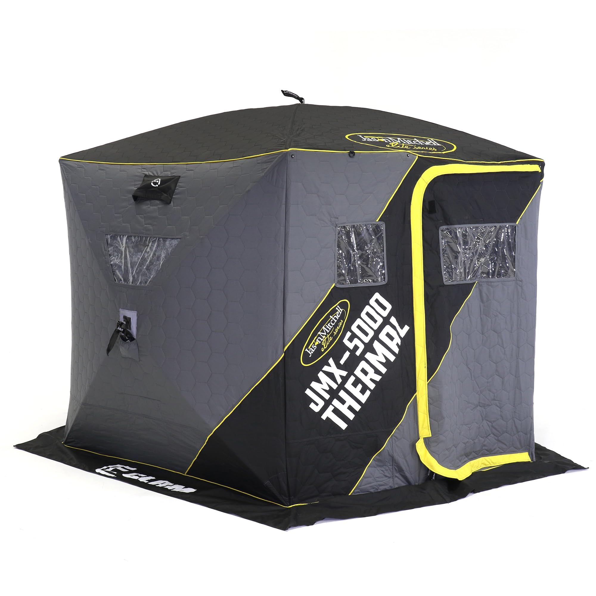CLAM Portable Fishing Shelter Tent - Insulated Ice Fishing Hub with Anchor Straps & Carry Bag - Perfect for Winter Angling & Outdoor Adventures