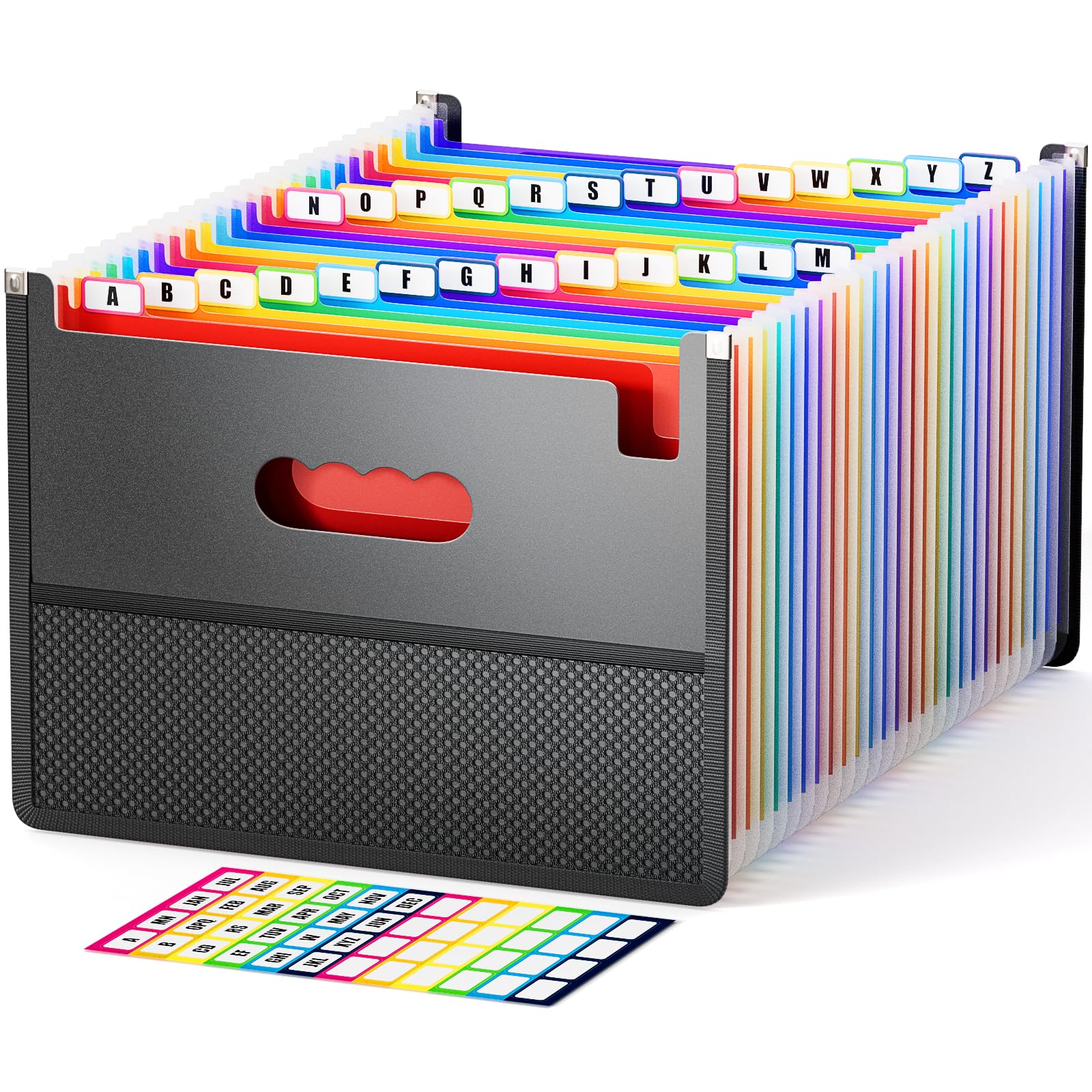 ABC Life 26-Pocket Accordion File Organizer - Expandable A4/Letter Size Document Folder with Mesh Bag & A-Z Alphabetical Tabs - Portable Bill/Receipt Organizer for Home Office, School, and Business Use