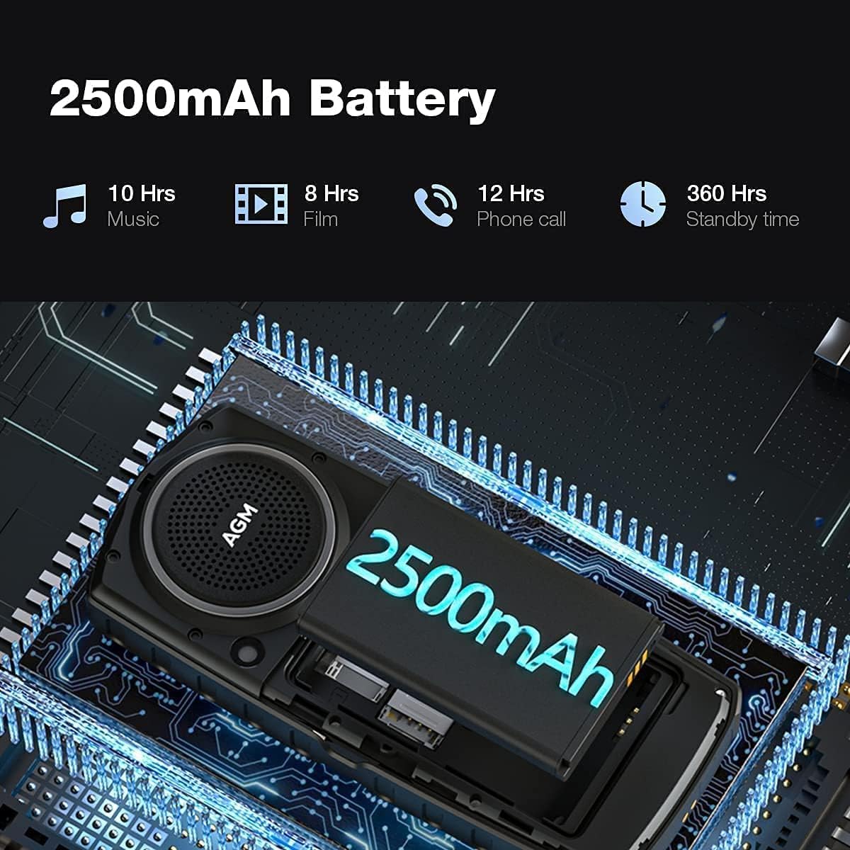 AGM M6 Rugged 4G Feature Phone - Waterproof, Drop-Proof, Large Buttons & Font | 109dB Loud Speaker, Dual SIM, 2500mAh Battery | Outdoor, Emergency, Senior & Work Use