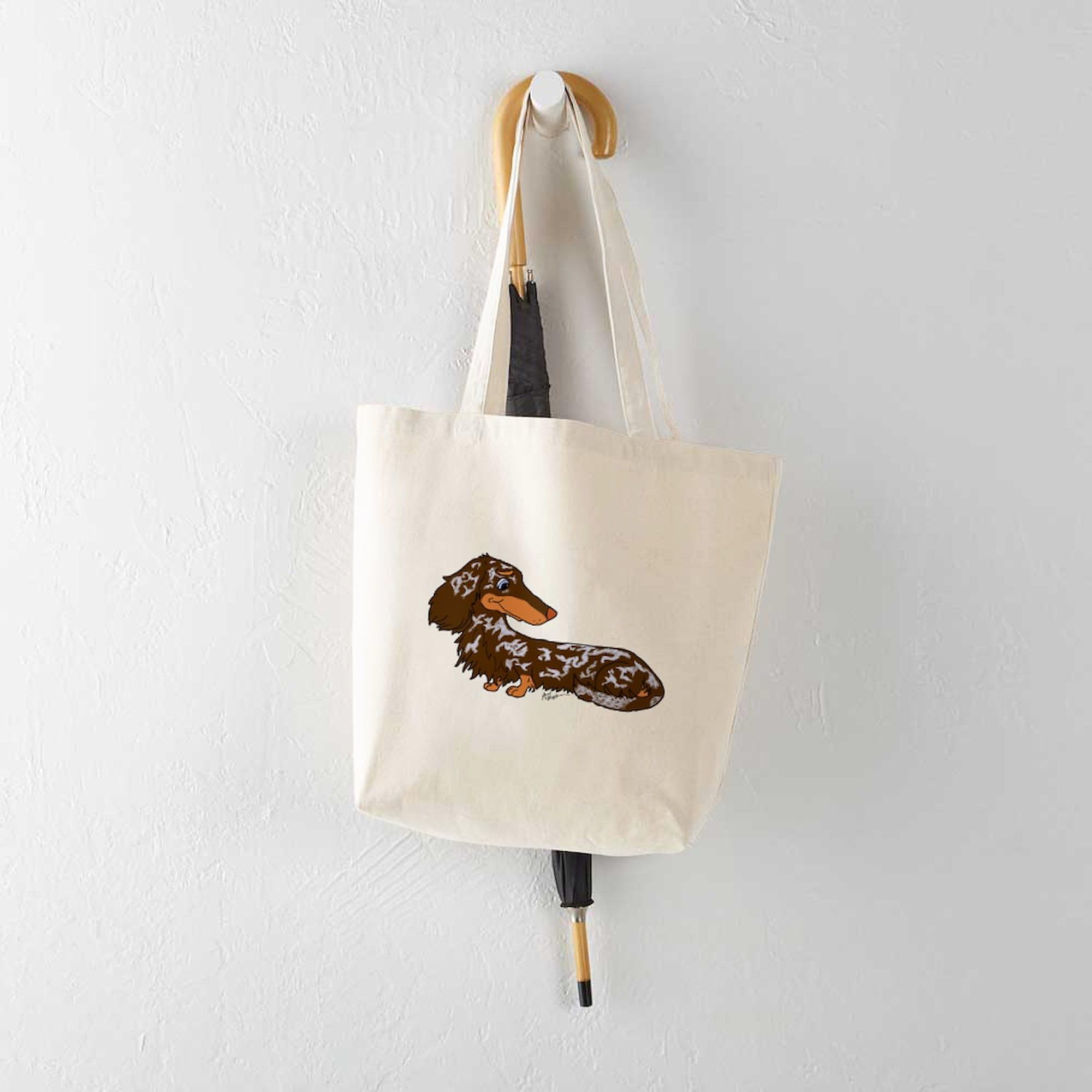 Chocolate Dapple Dachshund Tote Bag - Natural Canvas Reusable Shopping Bag for Groceries, Beach & Daily Use | Eco-Friendly & Durable