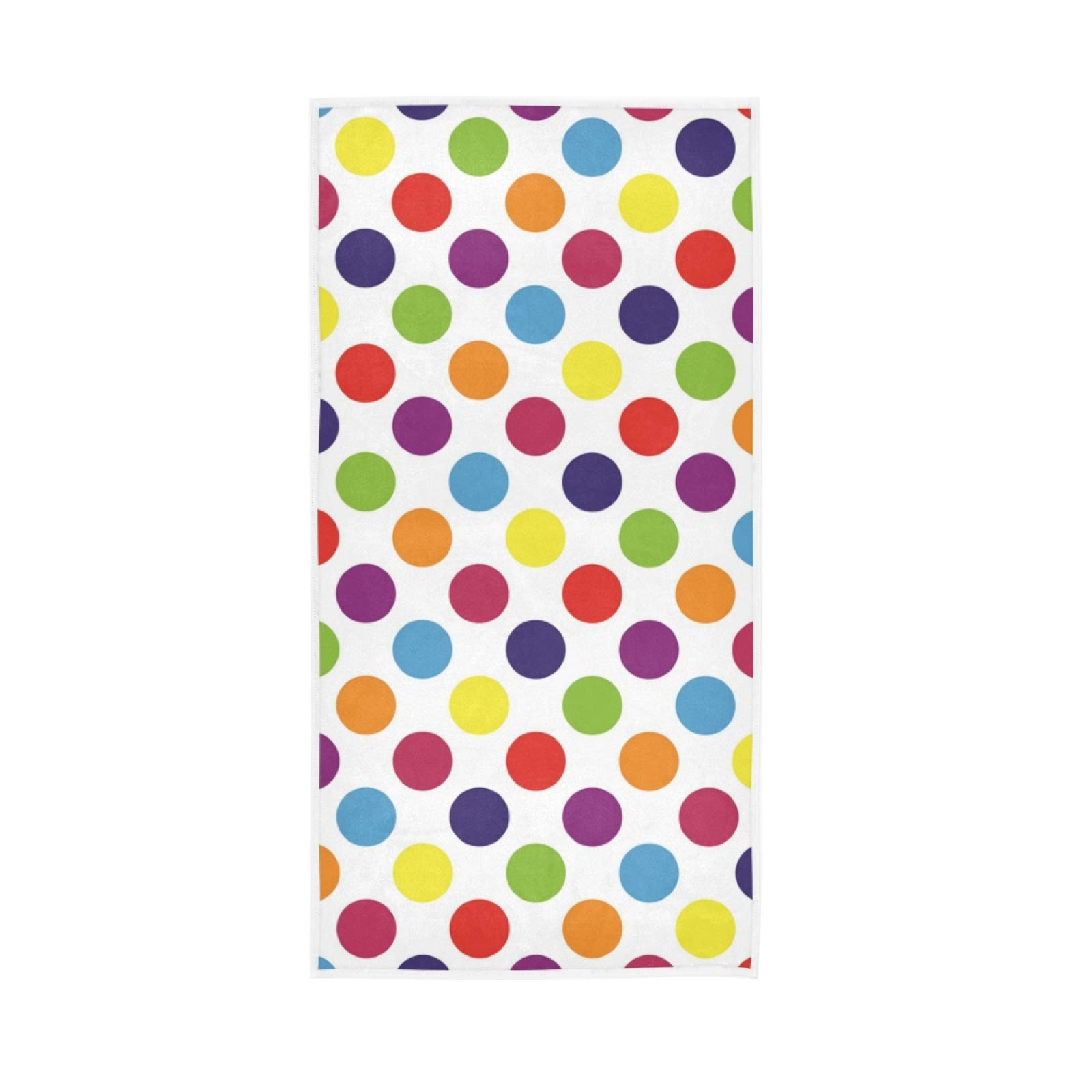 ALAZA Soft Polka Dot Bath Towel Set - 15x30 Inch White with Colorful Dots, Hotel & Spa Quality Cotton Towels for Bathroom, Gym, and Beach Use