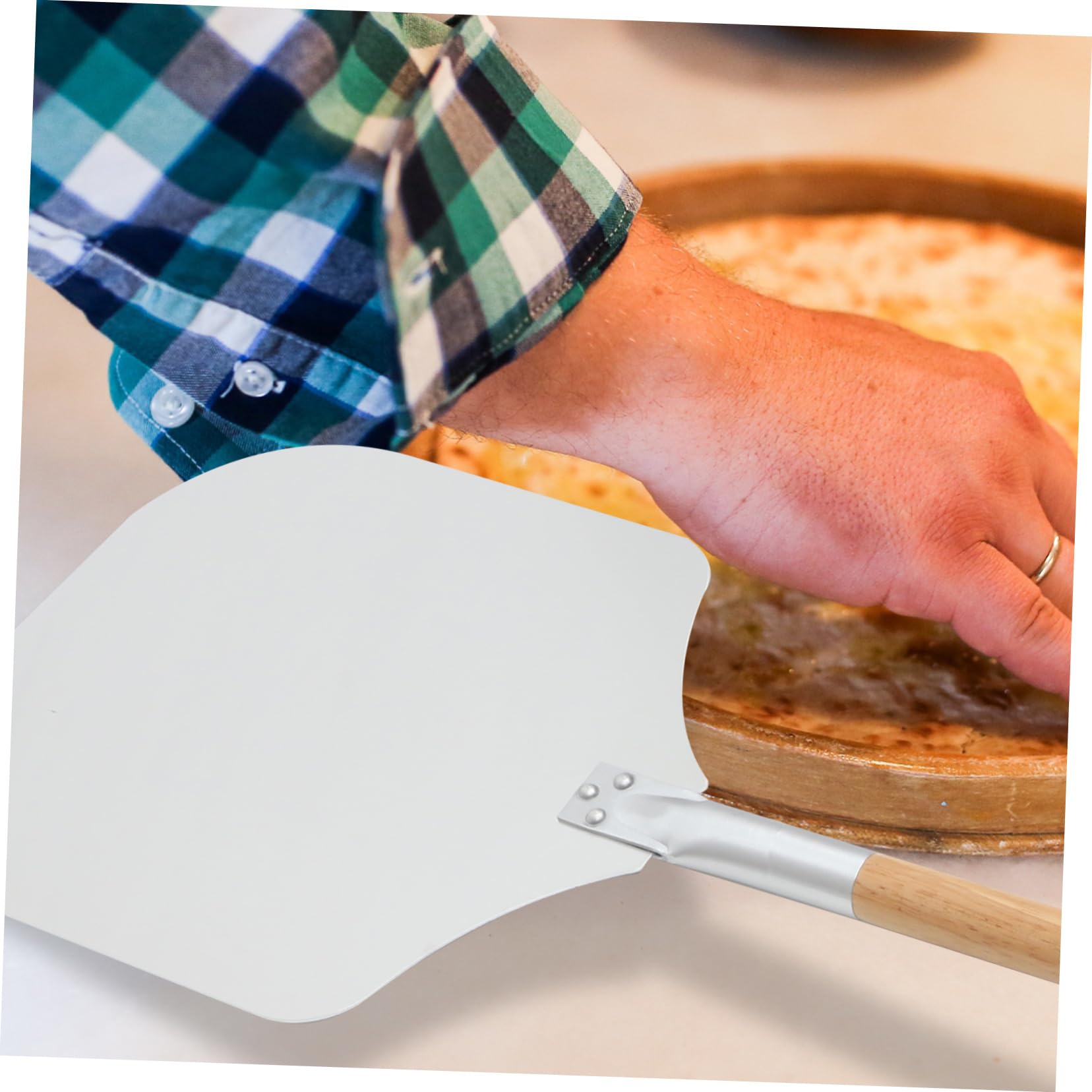 2-Piece Pizza Spatula and Cutter Set - Stainless Steel Pizza Shovel, Cake Transfer Tool & Pancake Cutter - Essential Baking Supplies for Home Kitchen, Restaurants, and Pizza Parties