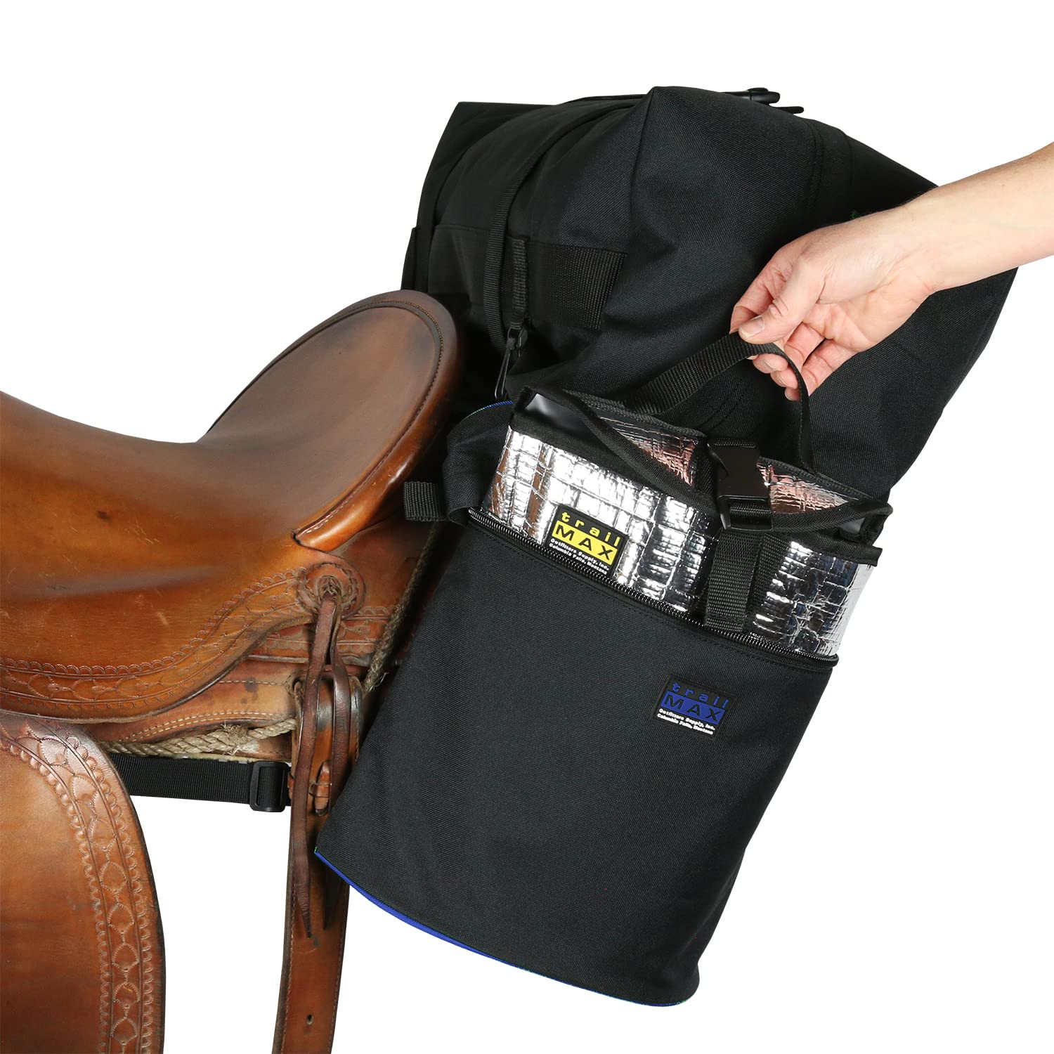 TrailMax Medium Insulated Horse Saddlebags for Western & Endurance Riding - Detachable Cantle Bag Included | Perfect for Trail Riding, Camping & Long-Distance Horseback Adventures