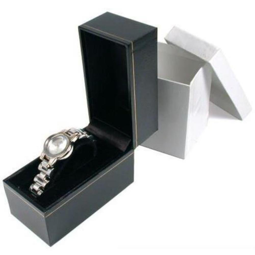 FindingKing Watch Box - Black Leather Jewelry Display for Gifts & Travel