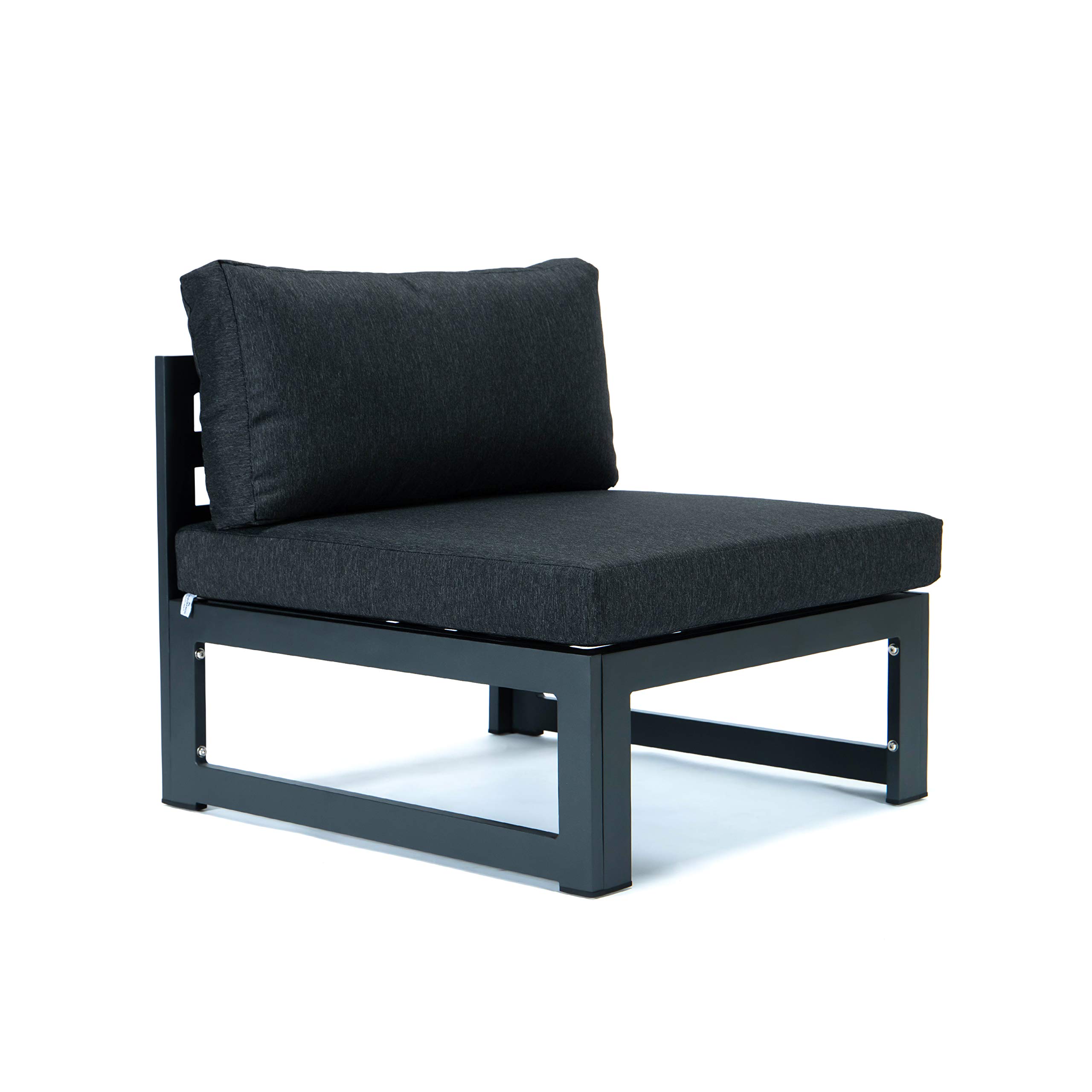 LeisureMod Chelsea 5-Piece Outdoor Patio Furniture Set - Black Aluminum Chairs & Coffee Table for Garden, Poolside, Backyard & Deck Relaxation