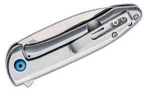CRKT 5385 Delineation Assisted Opening Folding Knife - Satin Stainless Steel Blade & Handle - EDC Pocket Knife for Camping, Hiking, Survival & Everyday Carry