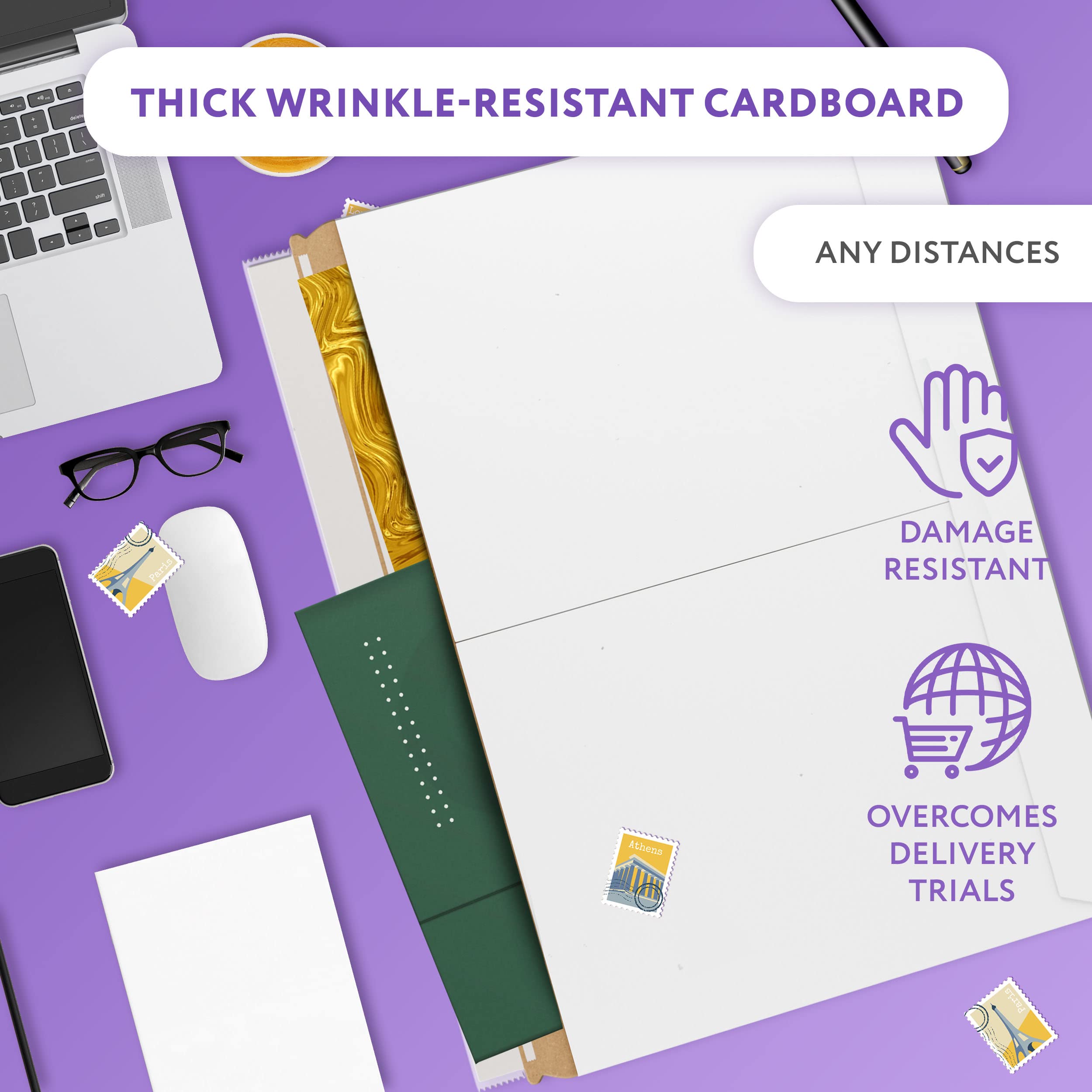 APQ White Rigid Mailers 14 7/8 x 11 7/8 Inches - Pack of 200 Sturdy Cardboard Photo Mailer Envelopes with Self-Seal Closure | Recyclable Flat Shipping Envelopes for Photos, Documents & Small Packages | Perfect for Ecommerce, Online Sellers & Small Business Shipping