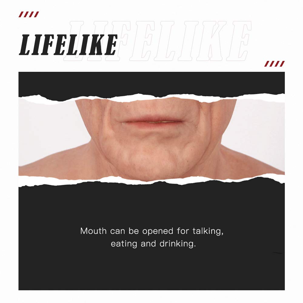 Realistic Old Man Silicone Mask for Adults - Halloween Cosplay, Disguise Costume & Crossdressing - Perfect for Parties, Pranks, and Theatrical Performances