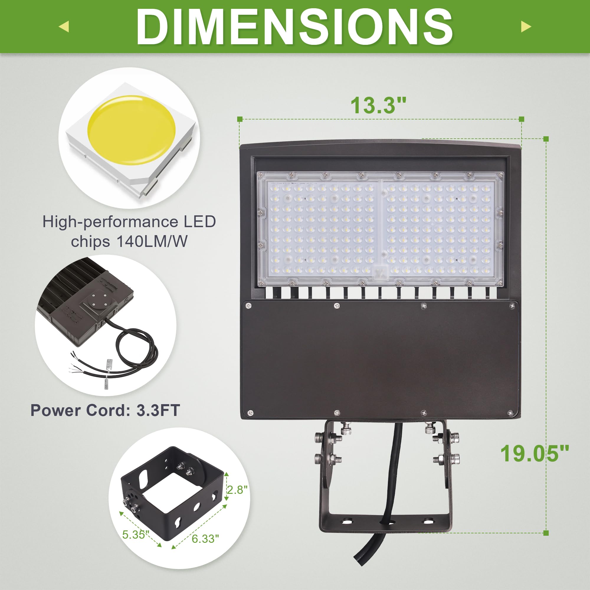 150W LED Parking Lot Lights - Dimmable Outdoor Flood Lights with 20KV Surge Protection (450W MH Equivalent) - DLC & UL Certified 5000K 100-277V - Yoke/Wall/Flood Mount Shoebox Lights for Commercial Parking Areas, Warehouses & Building Exteriors