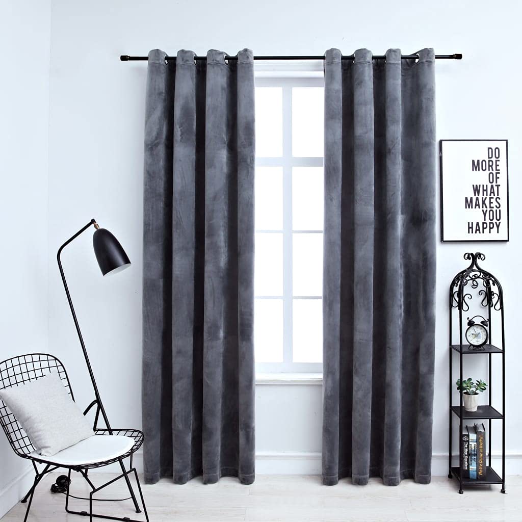 Blackout Curtains for Living Room & Bedroom - 2 Panels 54x84 Inch - Thermal Insulated Room Darkening Curtains with Rings - Velvet Fabric in Anthracite - Perfect for Privacy Protection & Light Blocking - Ideal for Home Theater, Nursery & Shift Workers (Fast Shipping)
