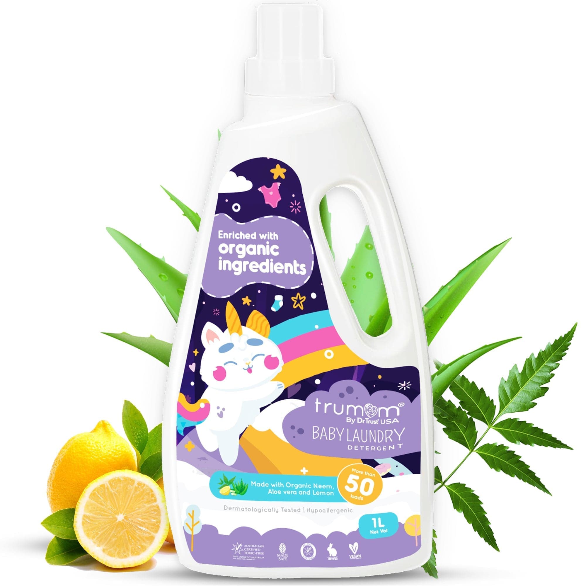 Trumom USA Organic Laundry Detergent - 1 Liter (33.8 Fl Oz) | Plant-Based, Eco-Friendly & Hypoallergenic | Safe for Babies & Sensitive Skin | Expires May 2025 | Perfect for Family Laundry & Delicate Fabrics