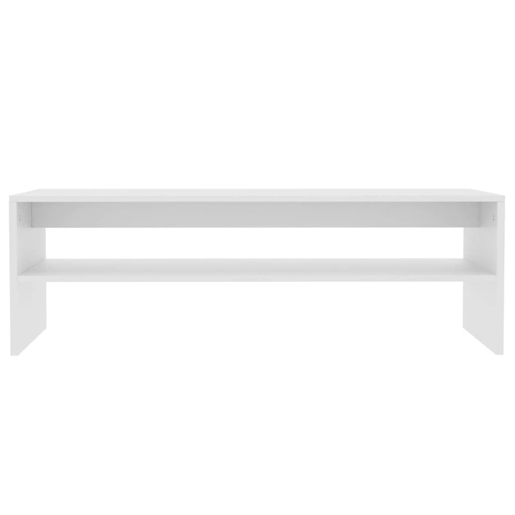 Modern White Rectangular Coffee Table with Storage Shelf - Elegant Cocktail Table, Sofa Table & Side Table for Living Room, Lounge & Office - Durable & Functional Home Decor