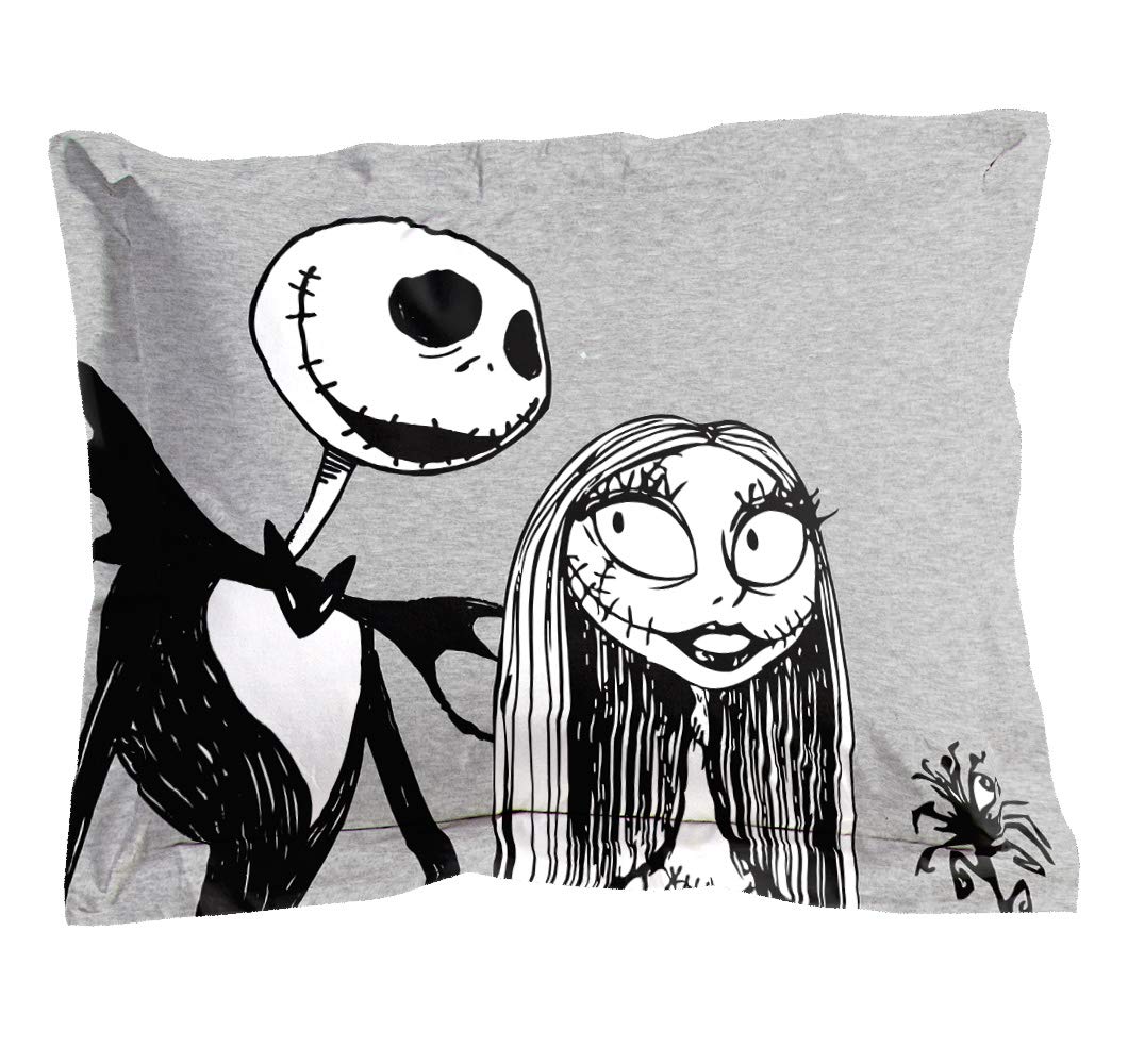 Disney Nightmare Before Christmas Twin Bed Set - 5 Piece Reversible Comforter & Sheet Set with Jack Skellington & Sally - Super Soft Microfiber Bedding for Kids & Teens - Perfect for Halloween & Christmas Decor