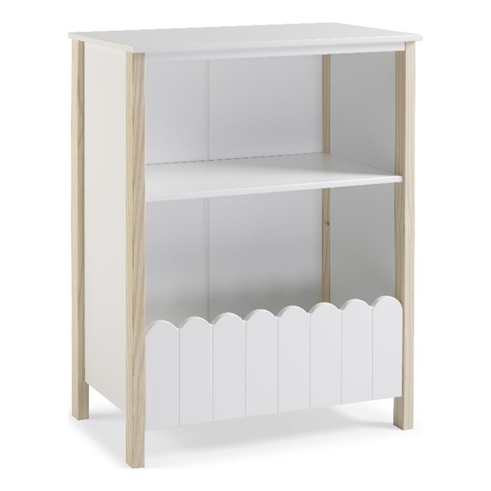 Powell Furniture Linon Mila Wood Youth Bookcase - Natural & White Finish | Kids Room Storage, Nursery Bookshelf, Dorm Organizer for Books & Toys