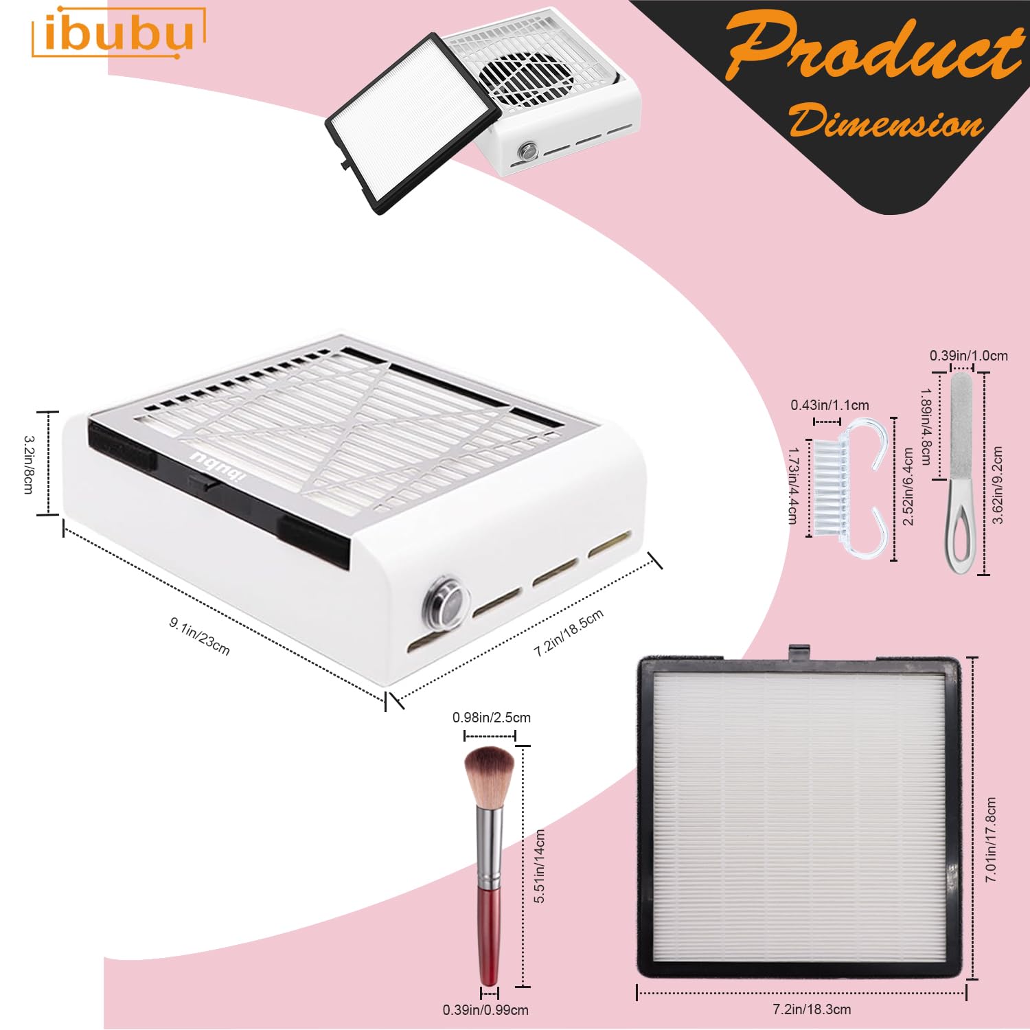 Electric Nail Dust Collector with Strong Suction - Professional Nail Salon Vacuum Cleaner for Acrylic Powder & Dust Extraction | Includes Multiple Nail Tool Kits | Perfect for Manicure, Pedicure & Nail Art Studios (White)