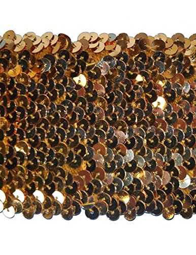 5 Yards Gold 3 Inch Stretch Sequin Trim - Sparkly Elastic Sequin Ribbon for DIY Costumes, Party Decorations, Dancewear & Craft Projects