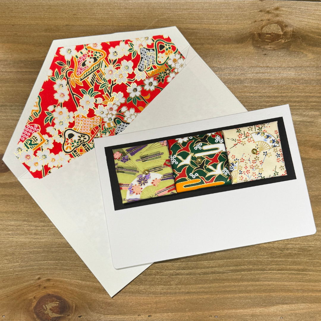 Yuzen Origami Holiday Cushion Card - Japanese Style Greeting Card for Christmas, Birthday & Special Occasions - Perfect for Gift Giving, Home Decor & Scrapbooking